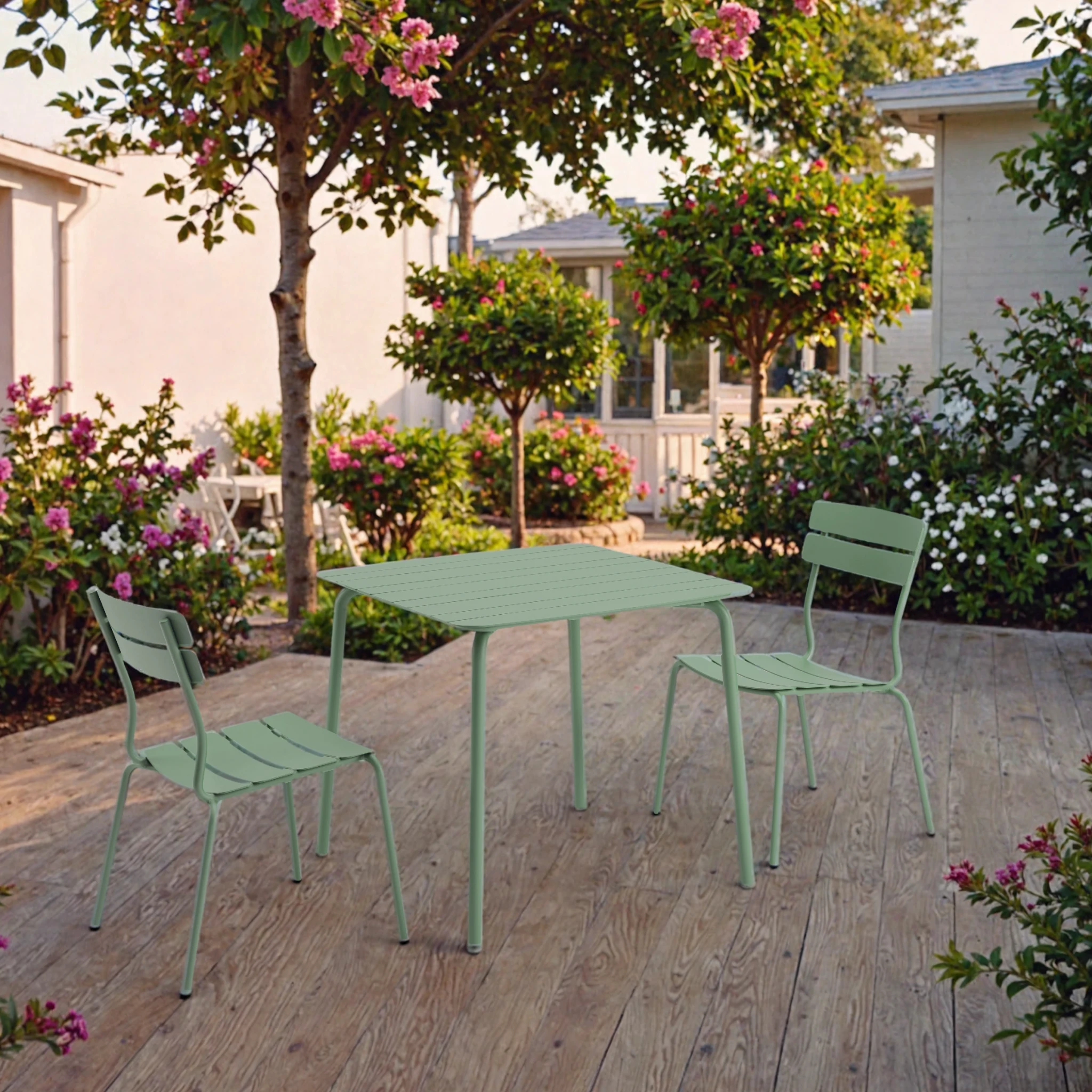 Wellmax Verano Outdoor Aluminium Square Dining Table, Green