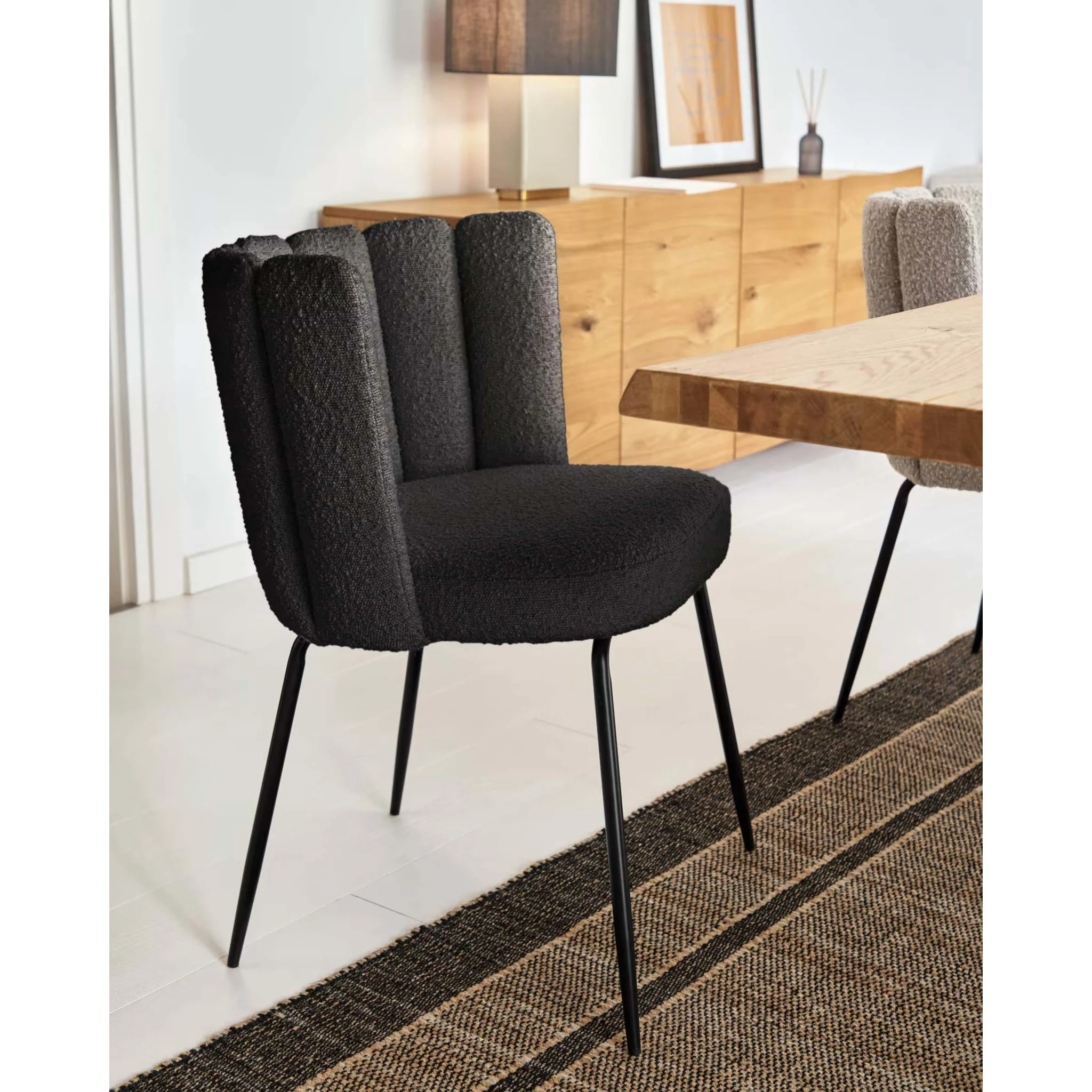 Kave Home Aniela Boucle Dining Chair, Black