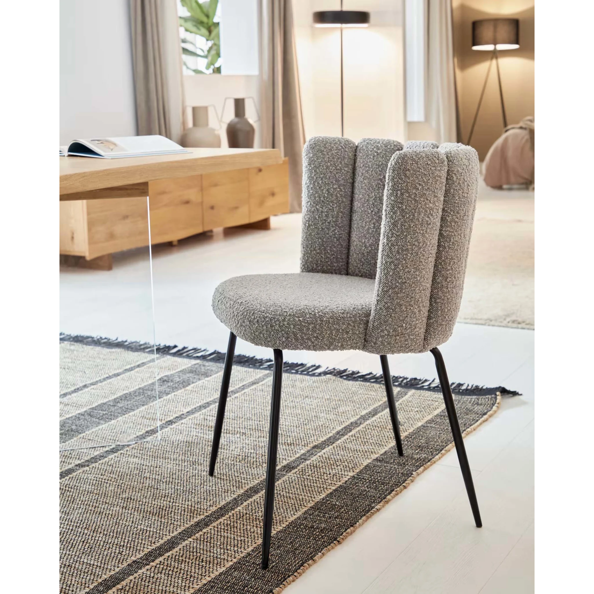 Kave Home Aniela Boucle Dining Chair, Grey