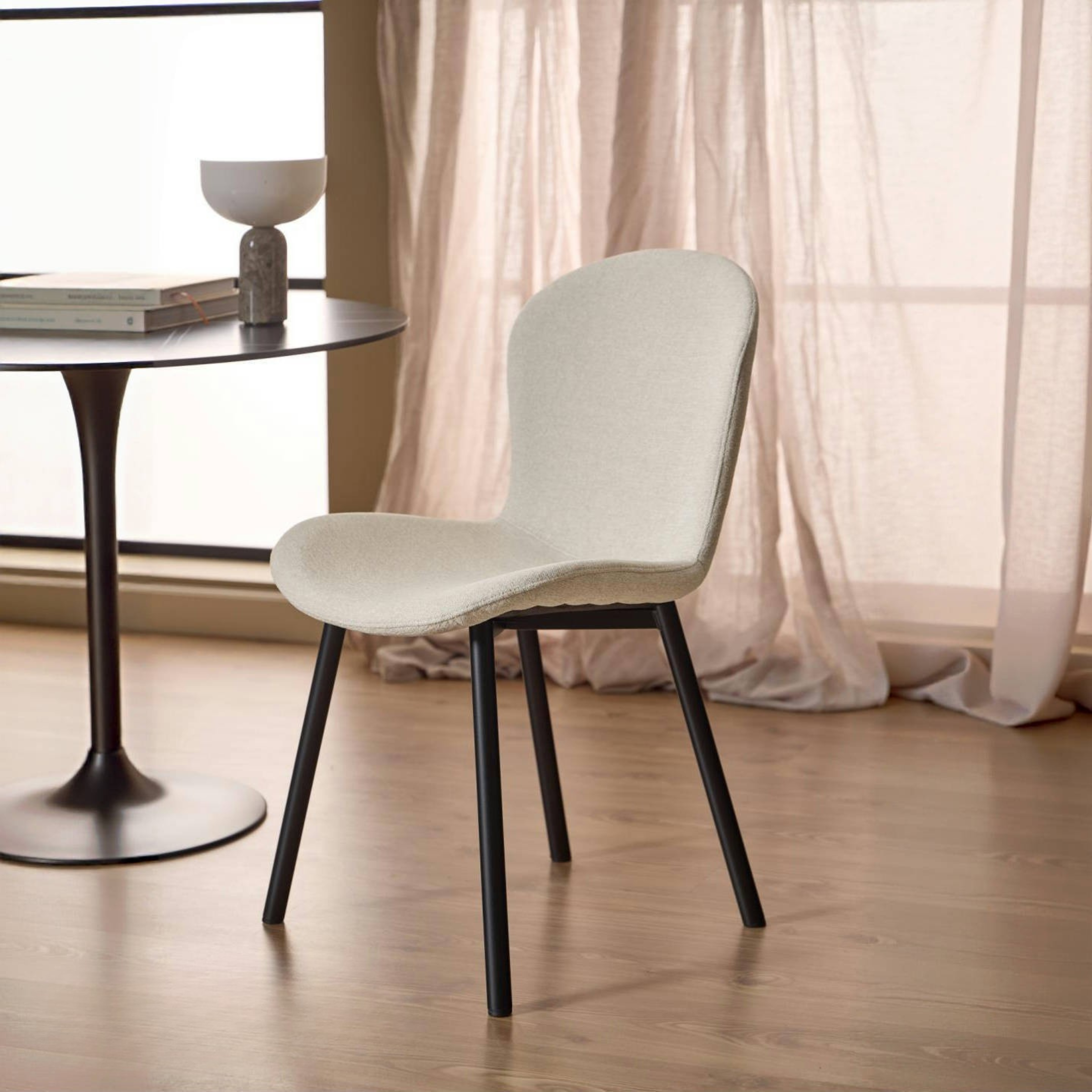 Hjem Design Esra Dining Chair, Beige, Set of 2