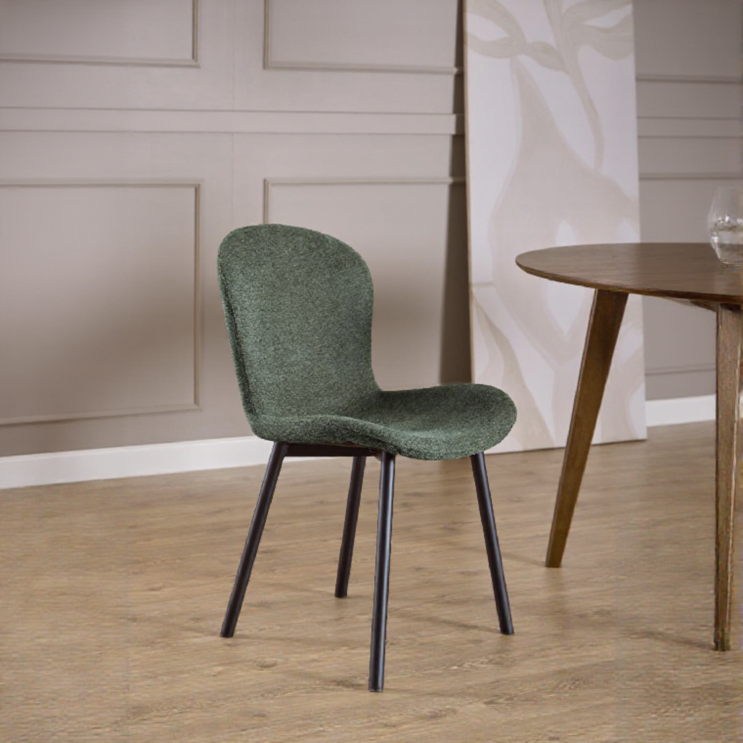 Hjem Design Esra Dining Chair, Green, Set of 2