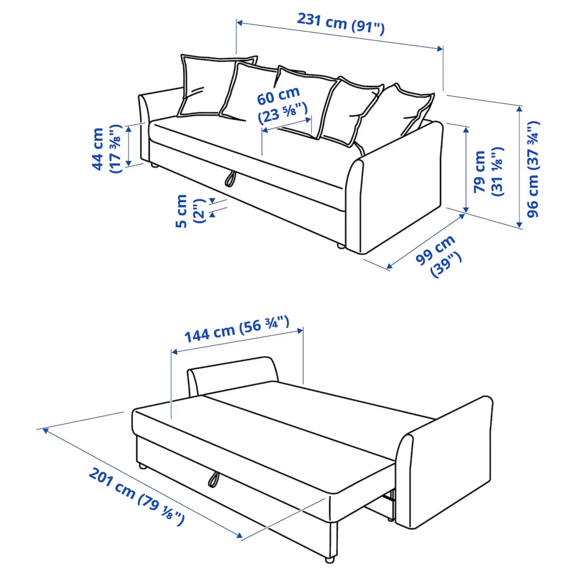 IKEA HOLMSUND 3-seat sofa bed, Borgunda beige