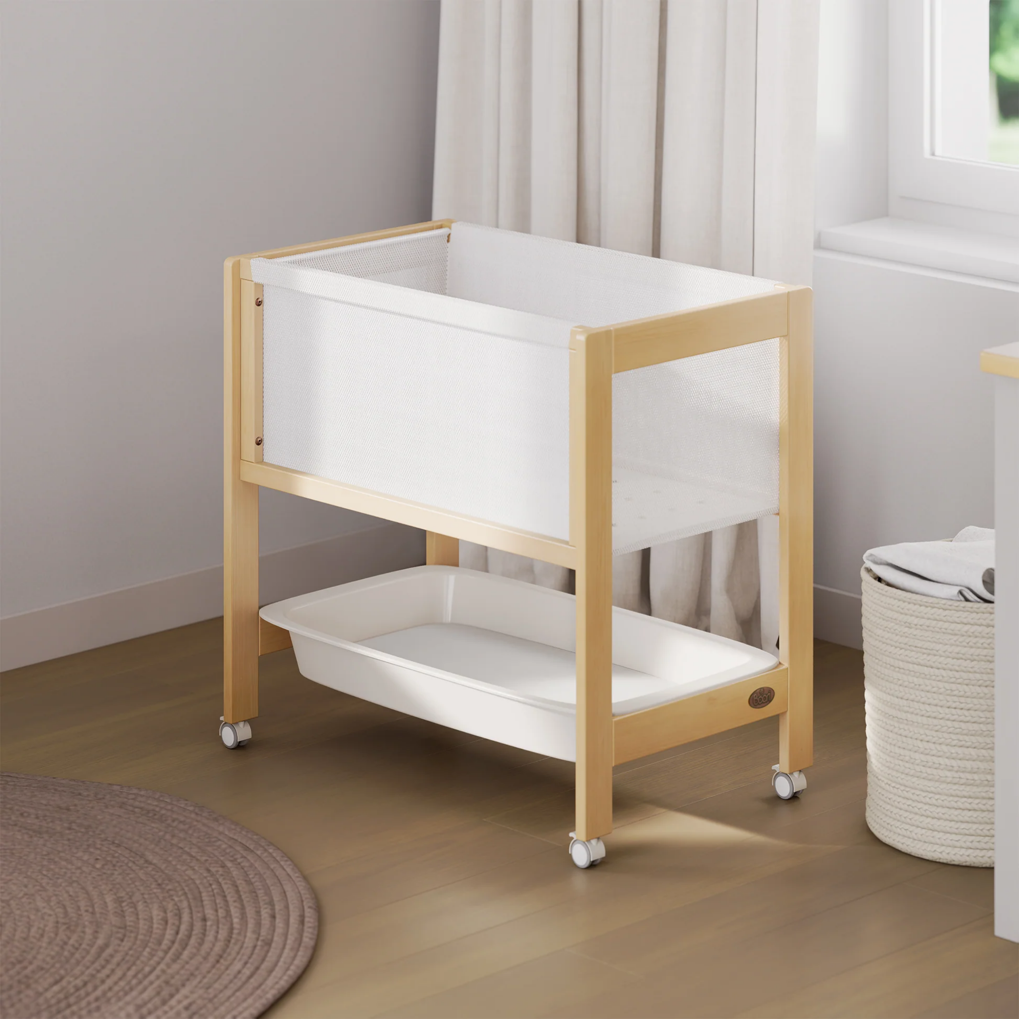 Boori Tidy Kids Bassinet/Change Table - 2 in 1, Almond & Barley White
