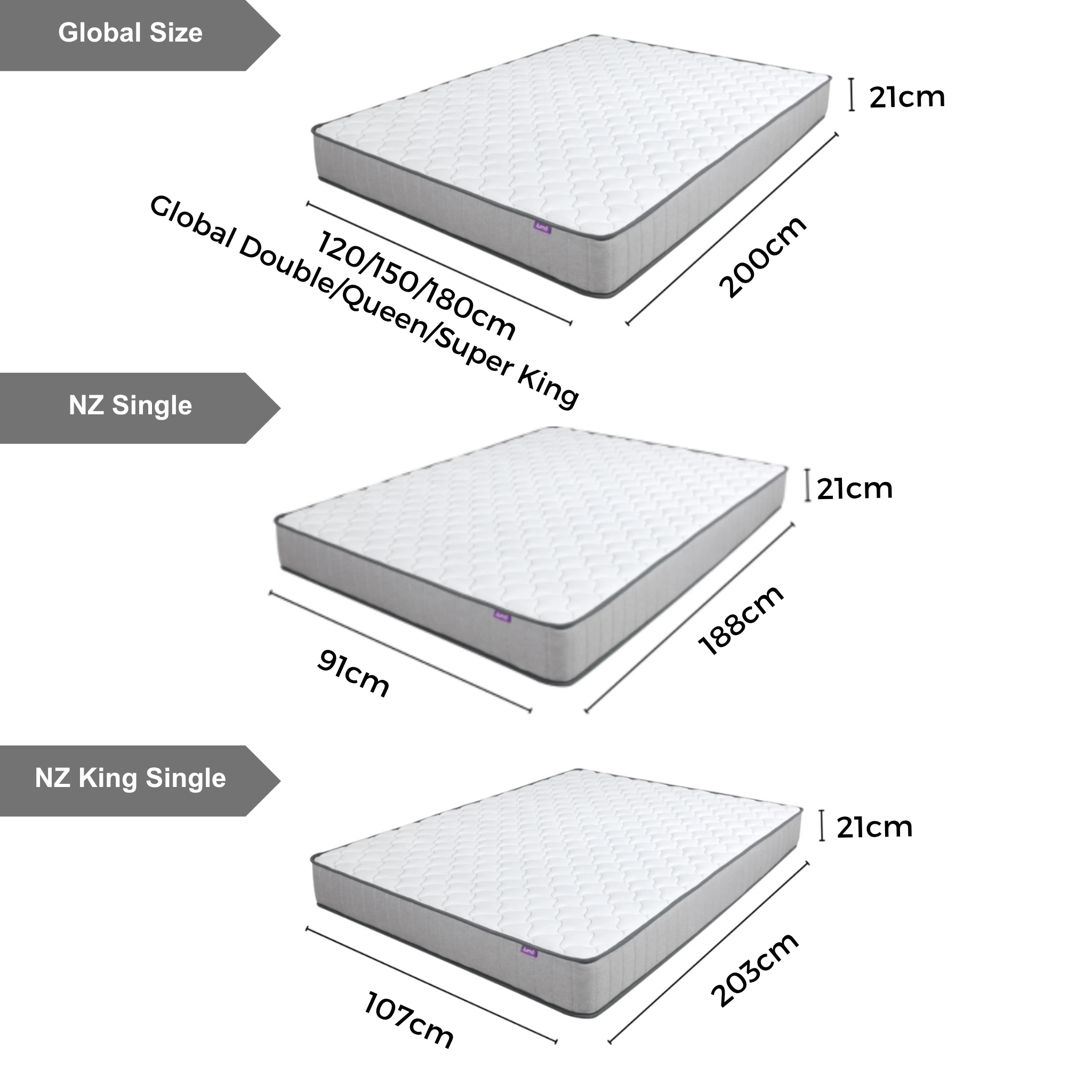 Lumo Comfort Hybrid Mattress - Medium Firm - Global Super King