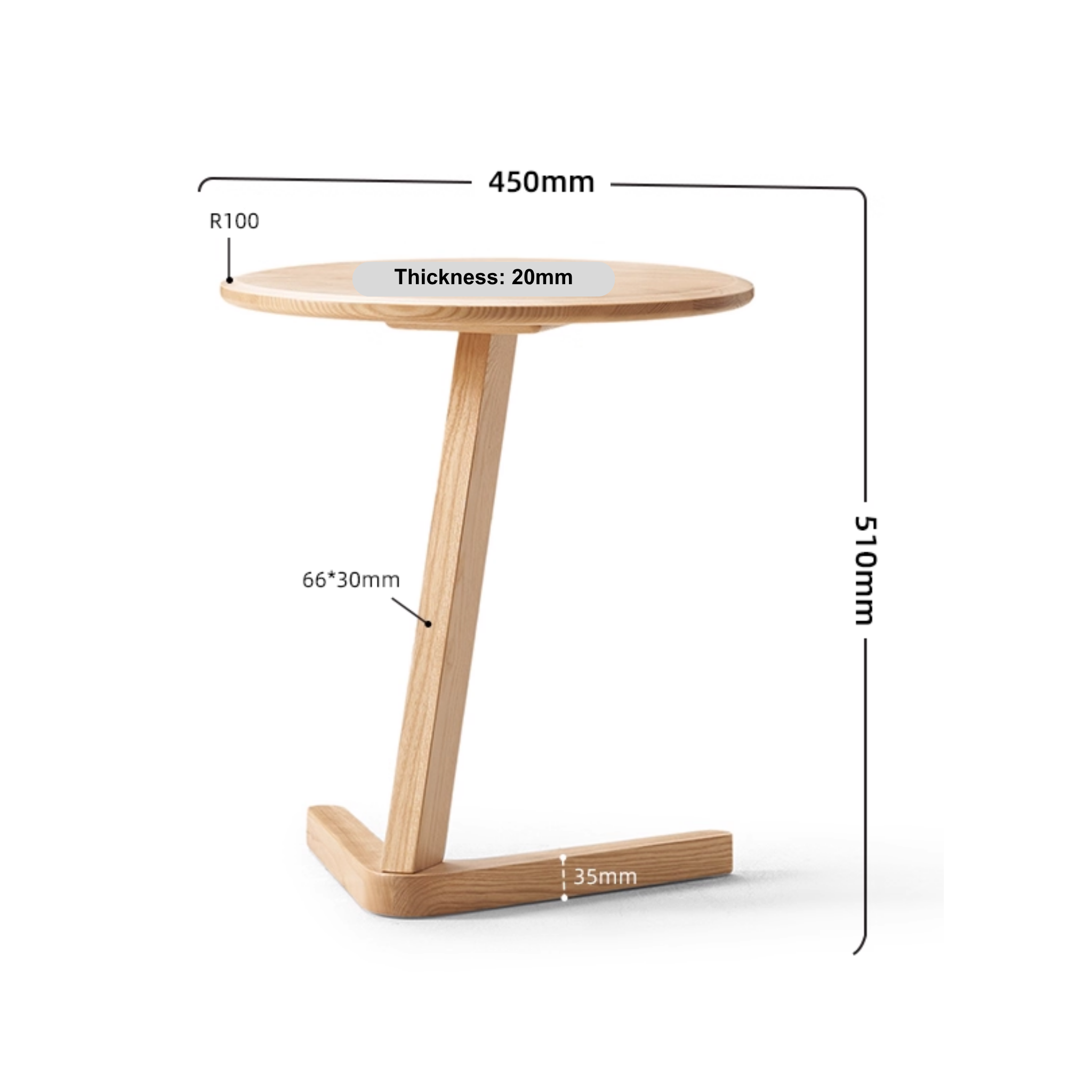 Solidwood Radiant Side Table, Ash