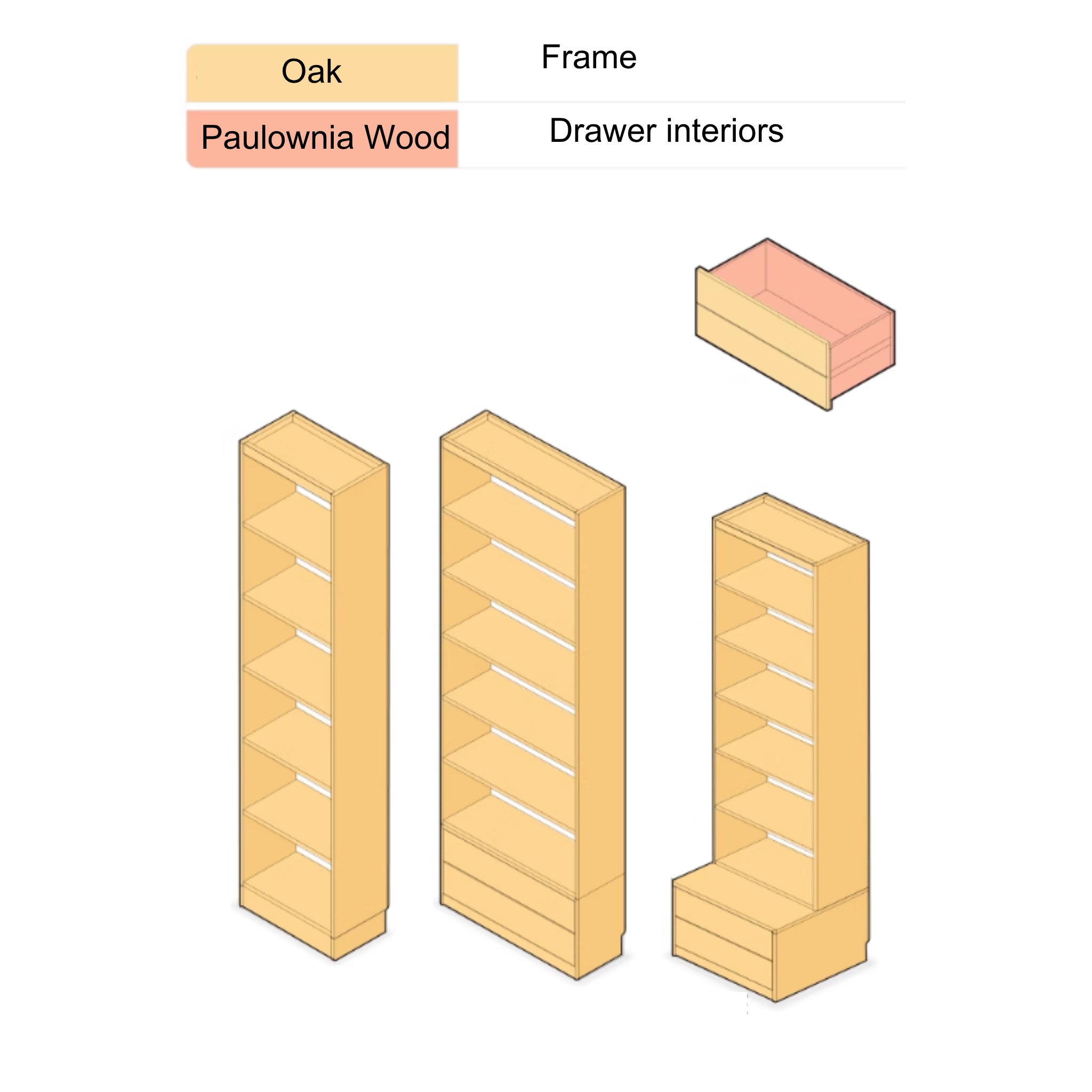 Solidwood Hemura Shelving Unit Module, Oak, 60cm