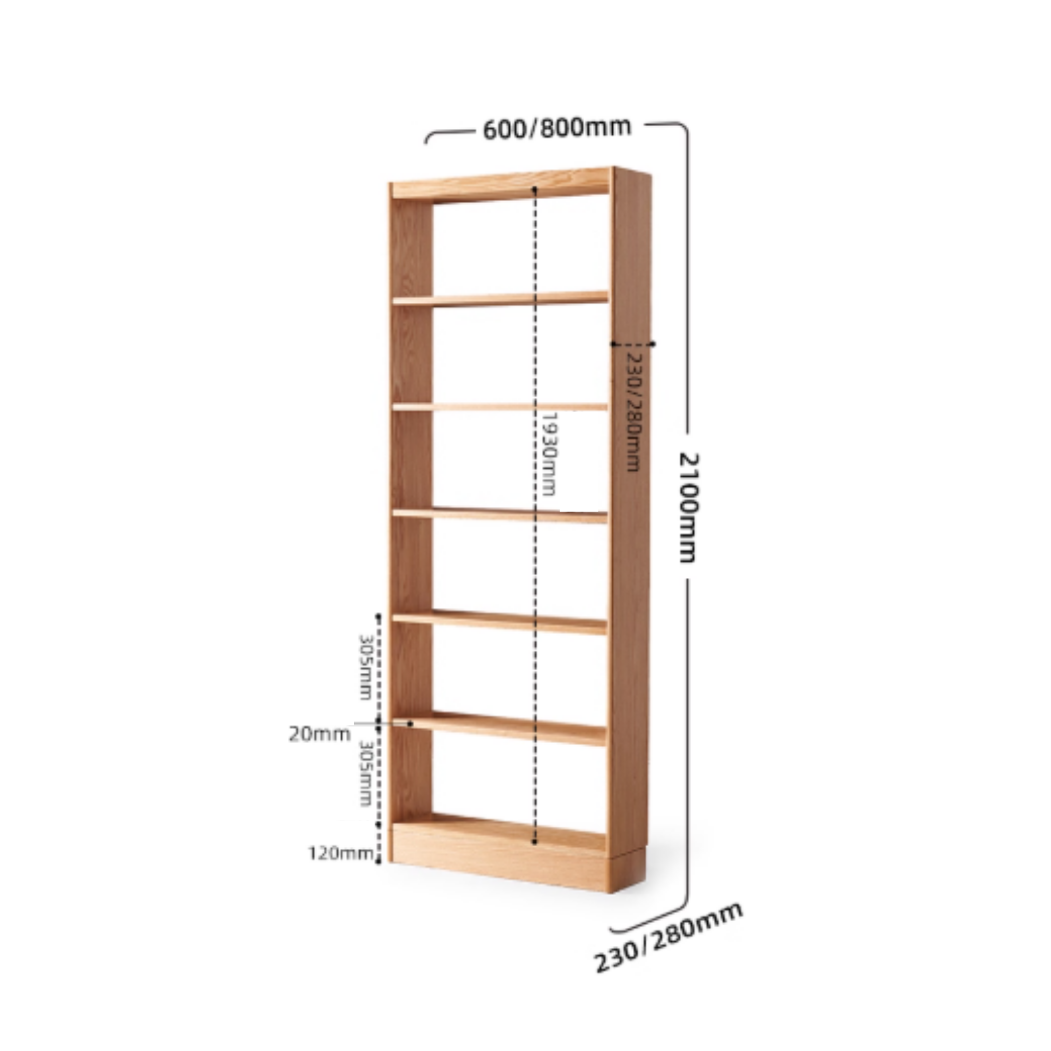 Solidwood Hemura Shelving Unit Module, Oak, W80cm