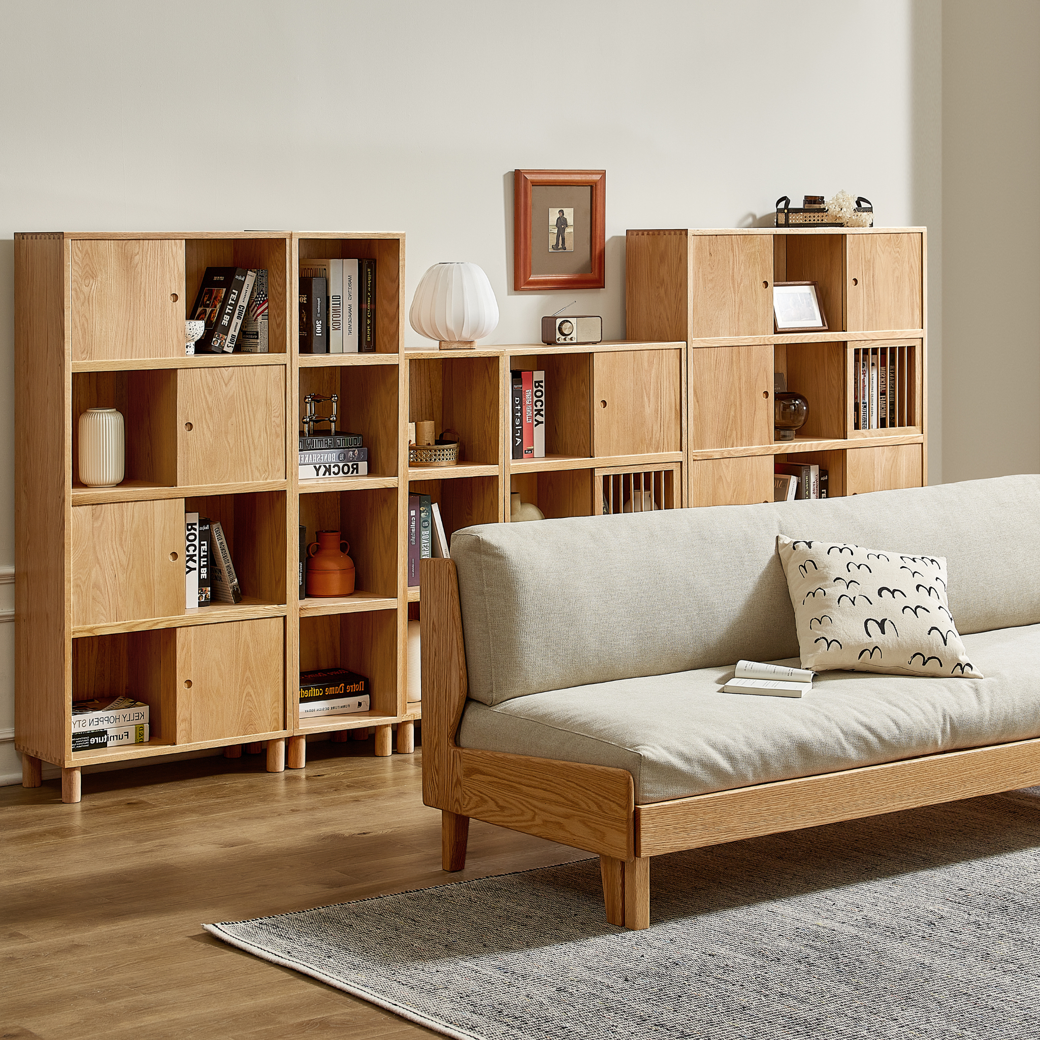 Solidwood Gleam 4-Cube Bookcase, Oak