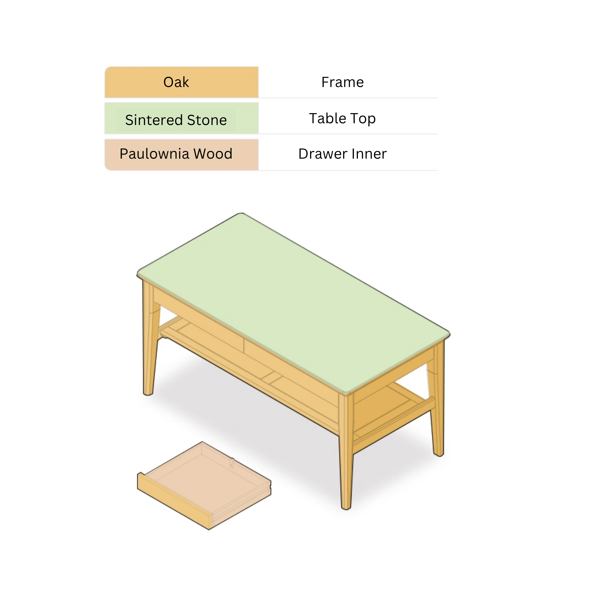 Solidwood Hemura Coffee Table with Sintered Stone Top, 100cm