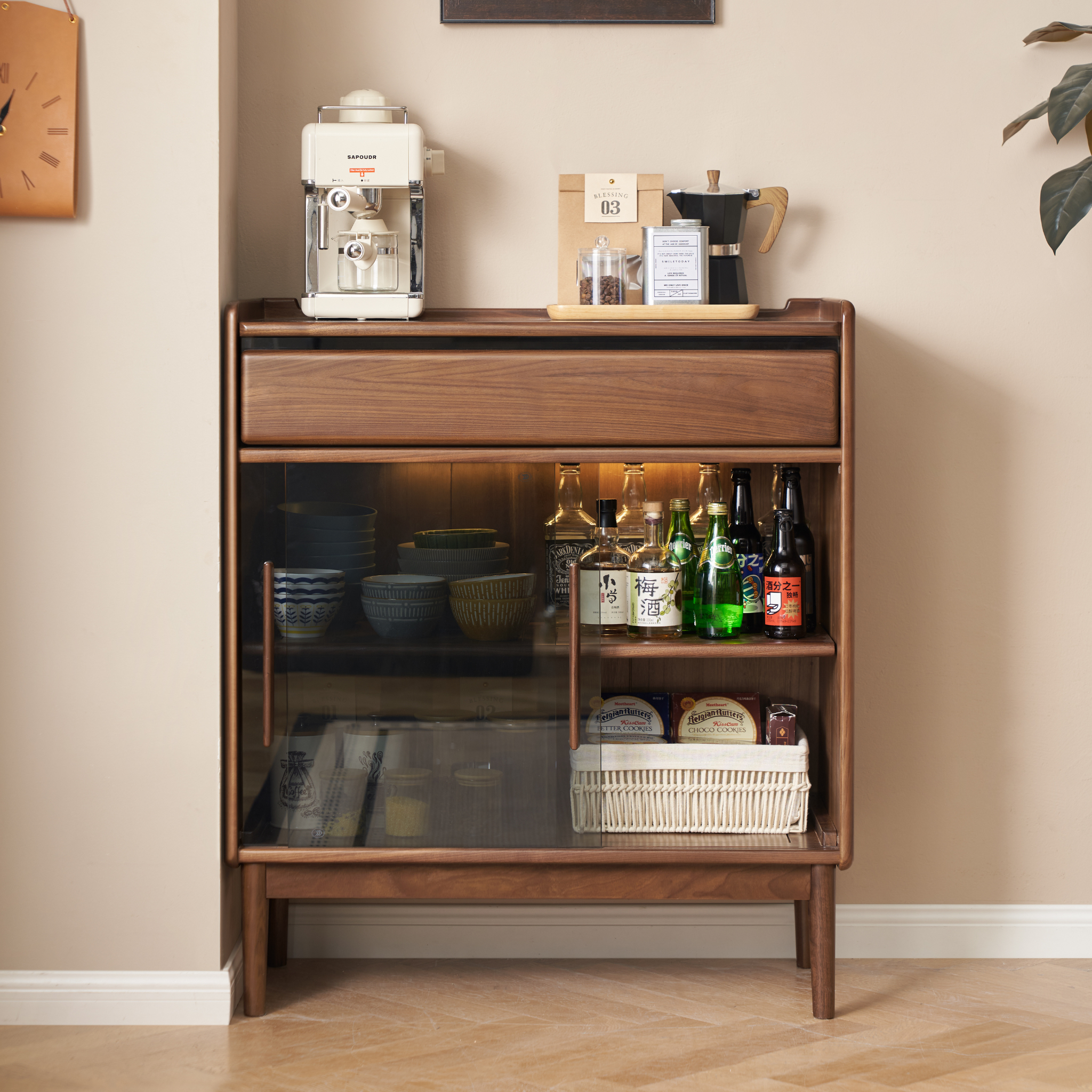 Solidwood Lucca Sideboard, American Black Walnut