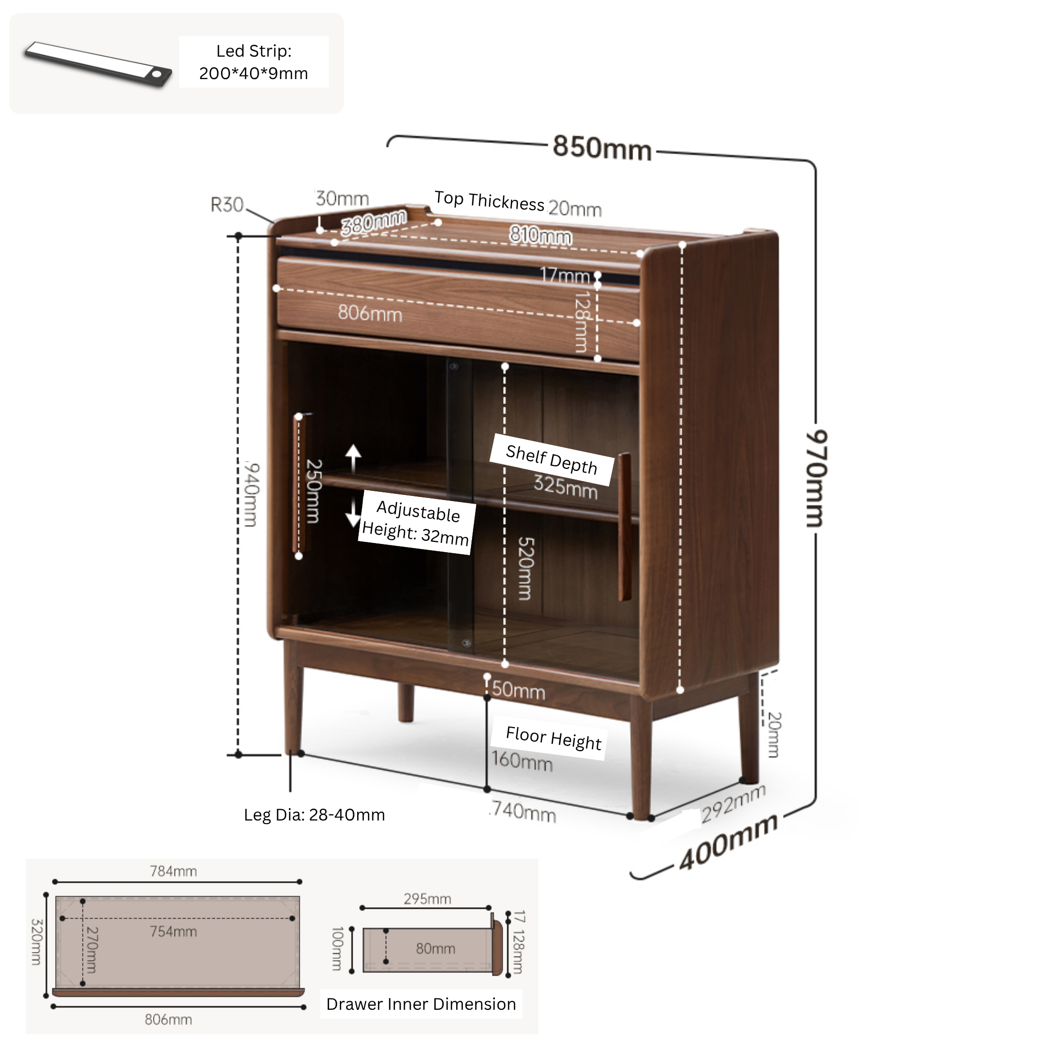 Solidwood Lucca Sideboard, American Black Walnut