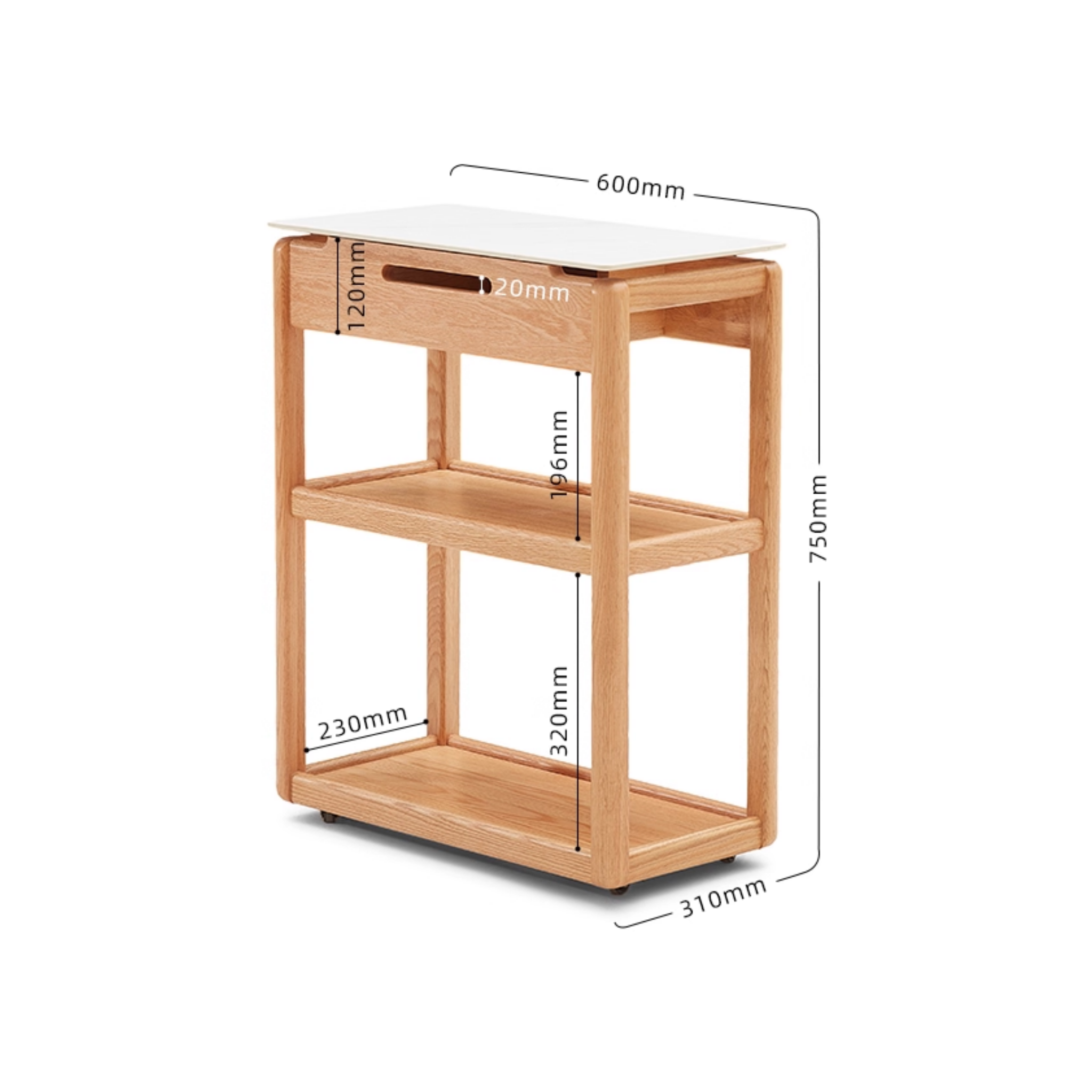 Solidwood Hemura Side Table with Sintered Stone Top