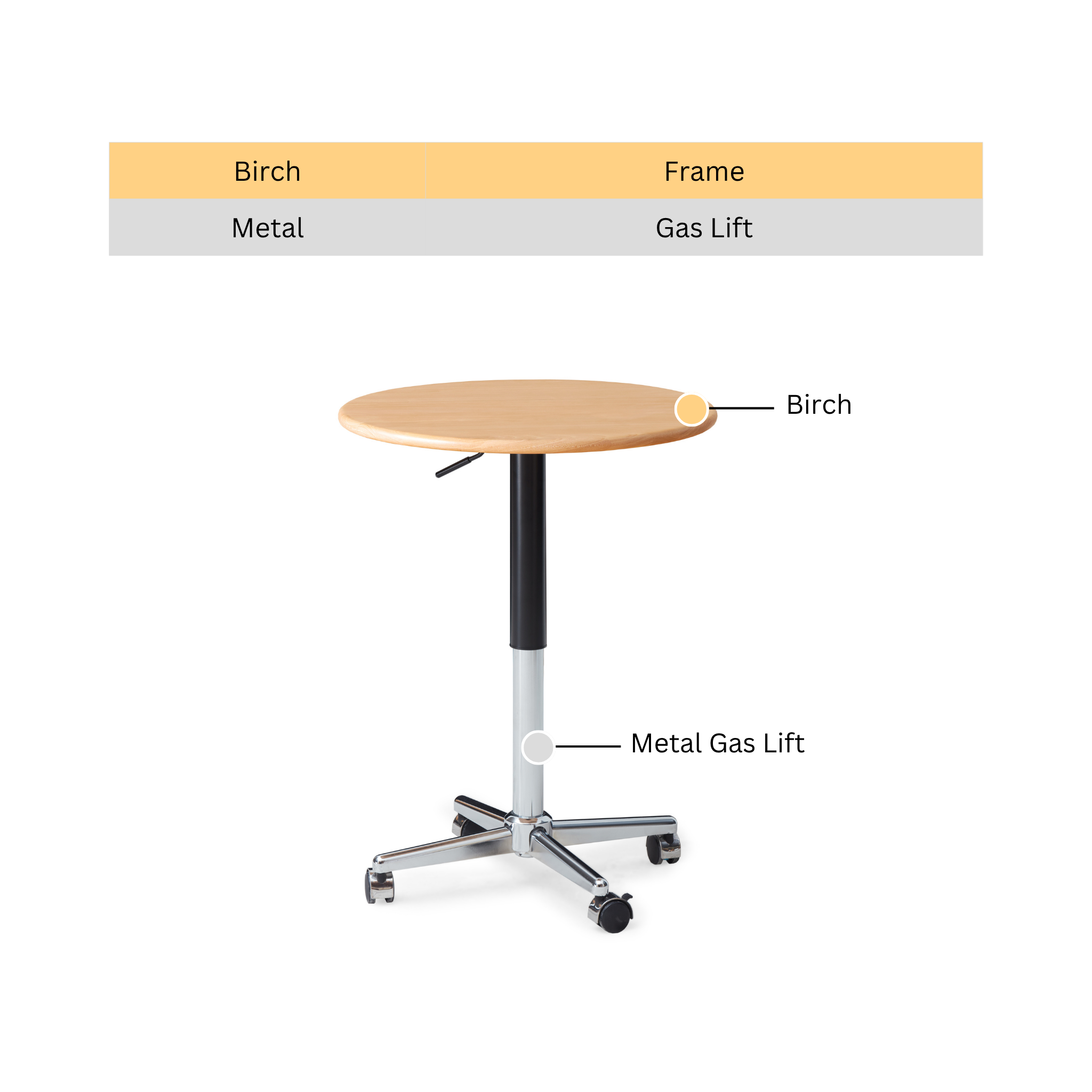 Solidwood Mia Height-Adjustable Side Table, Dia60cm