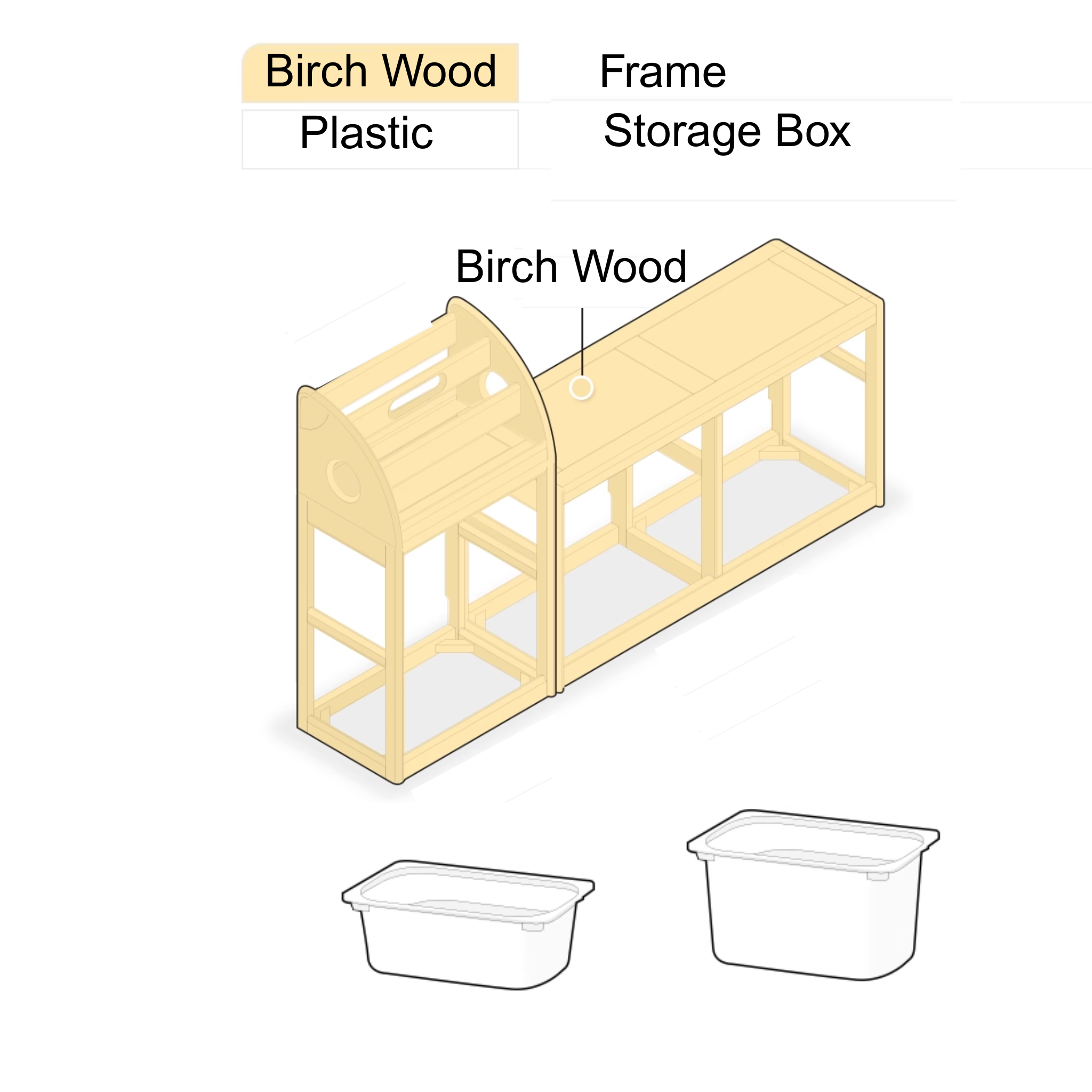 Solidwood Milo Kids Display Bookshelf Module, Premium Birch
