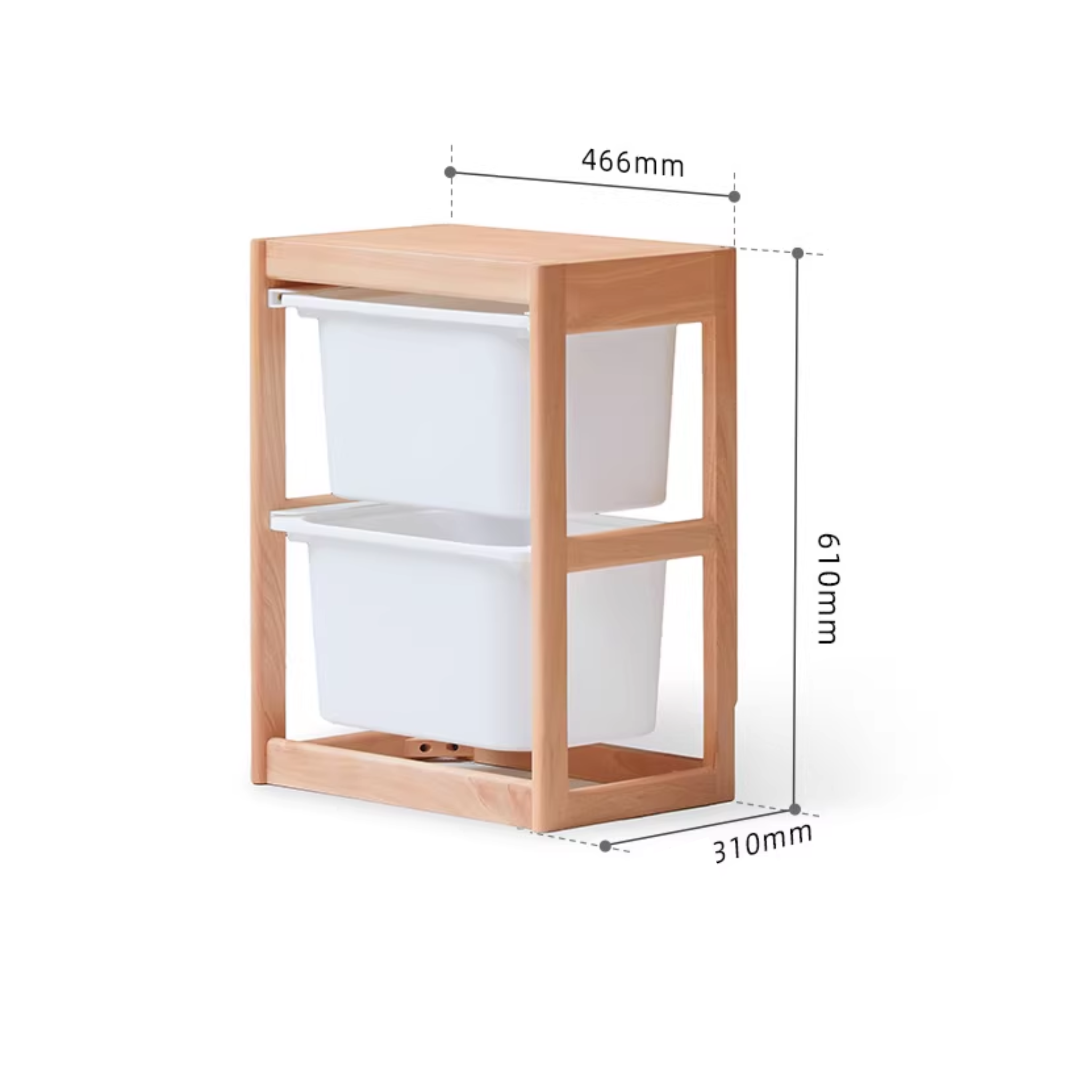 Solidwood Milo Kids Toy Storage Module with 2 Boxes, Premium Birch