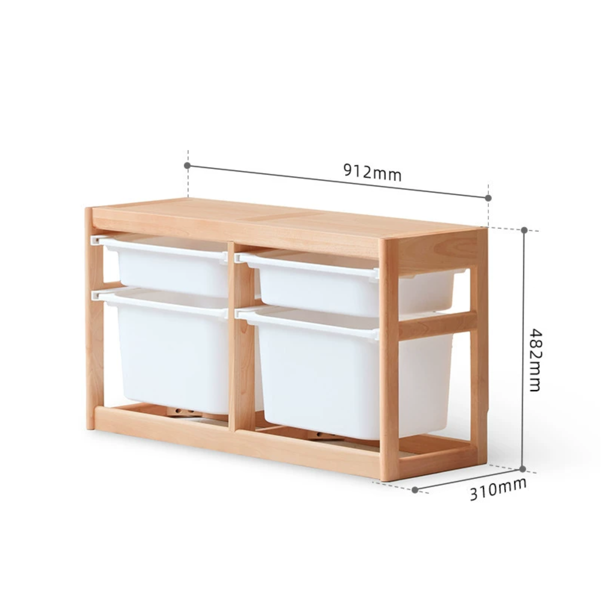 Solidwood Milo Kids Toy Storage Module with 4 Boxes, Premium Birch