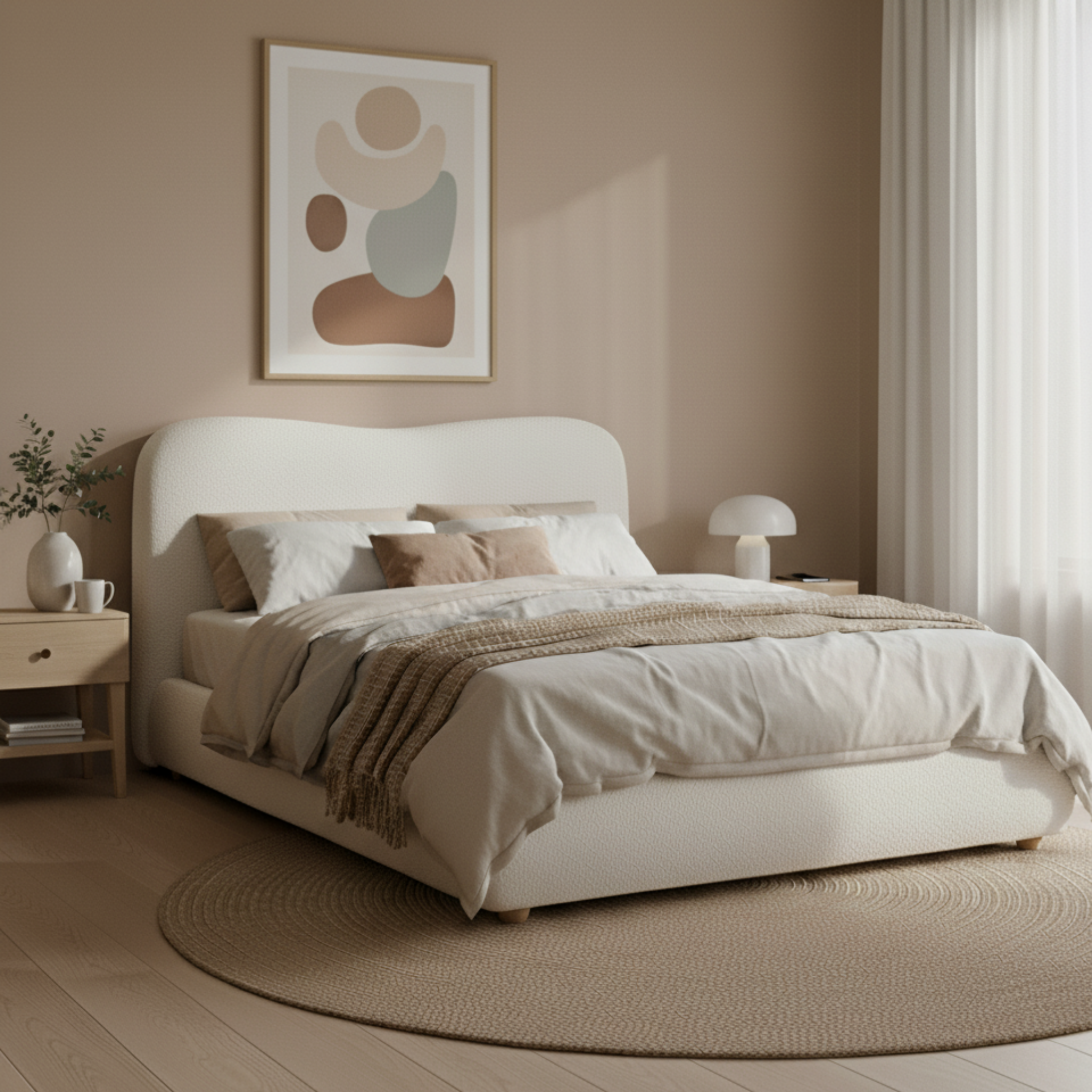 MODE Corin Fabric Gas Lift NZ Double Bed Frame with Storage