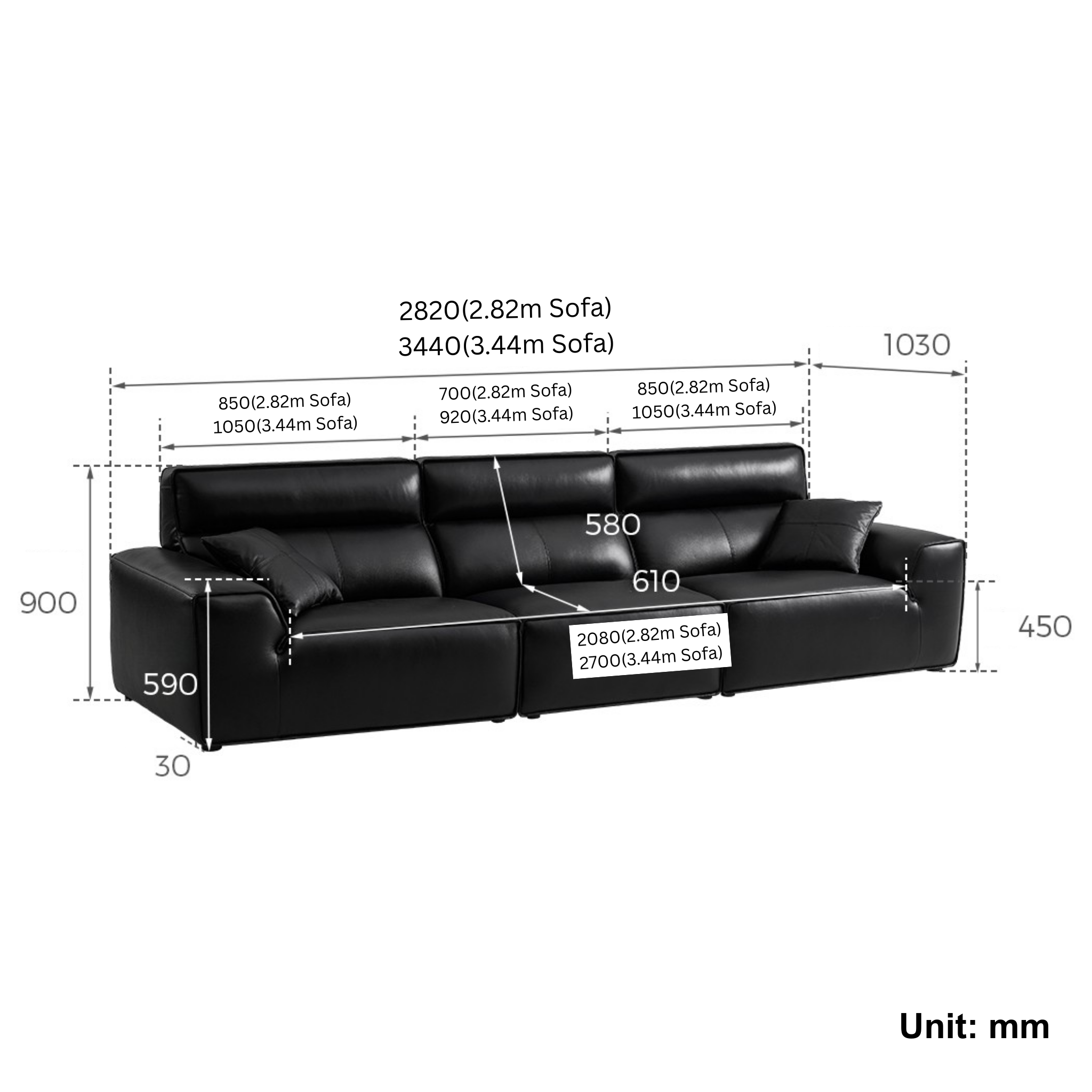Linspire Radius Leather 4-Seater Sofa