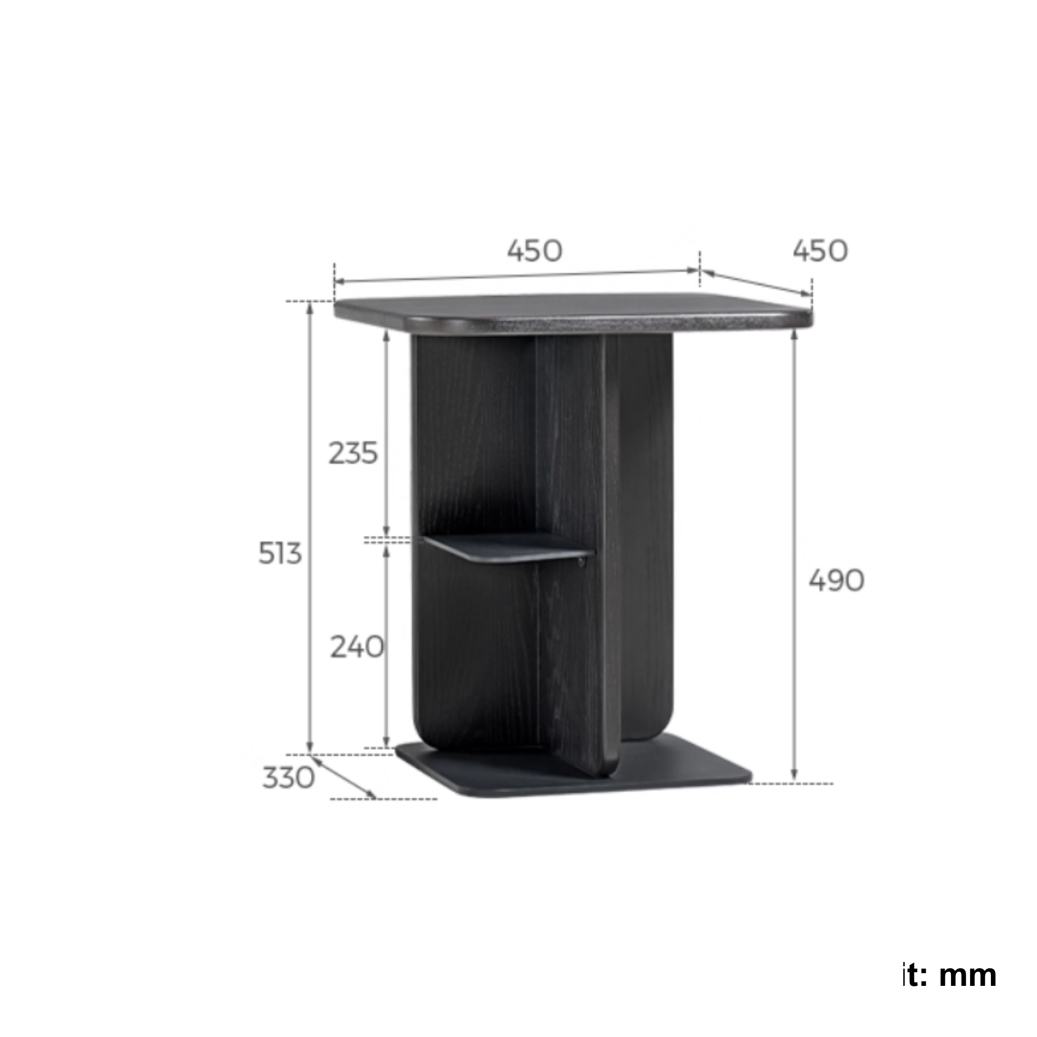 Linspire Valen Solid Wood Side Table with Shelf, Ash