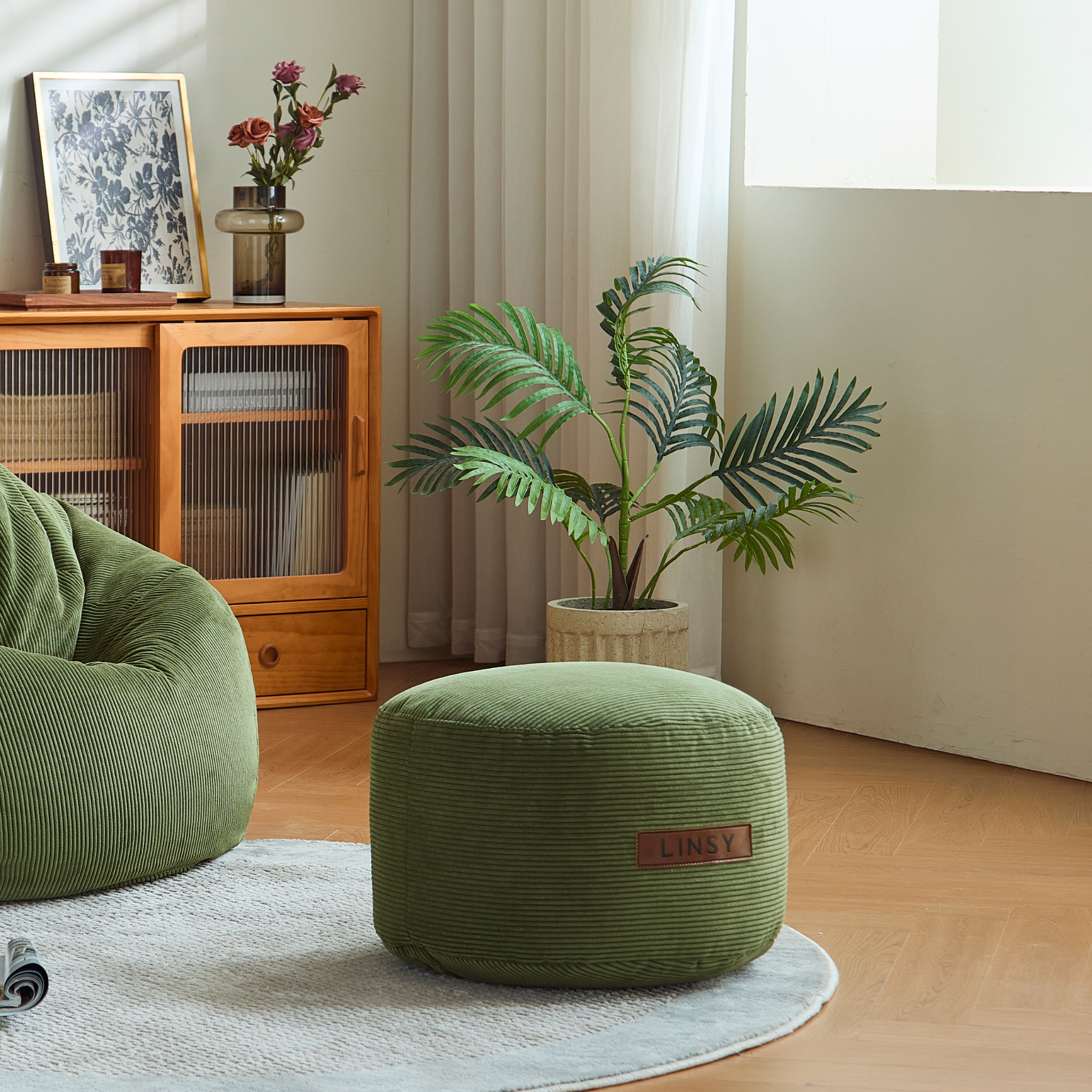 Linspire Nest Ottoman, Corduroy, Green