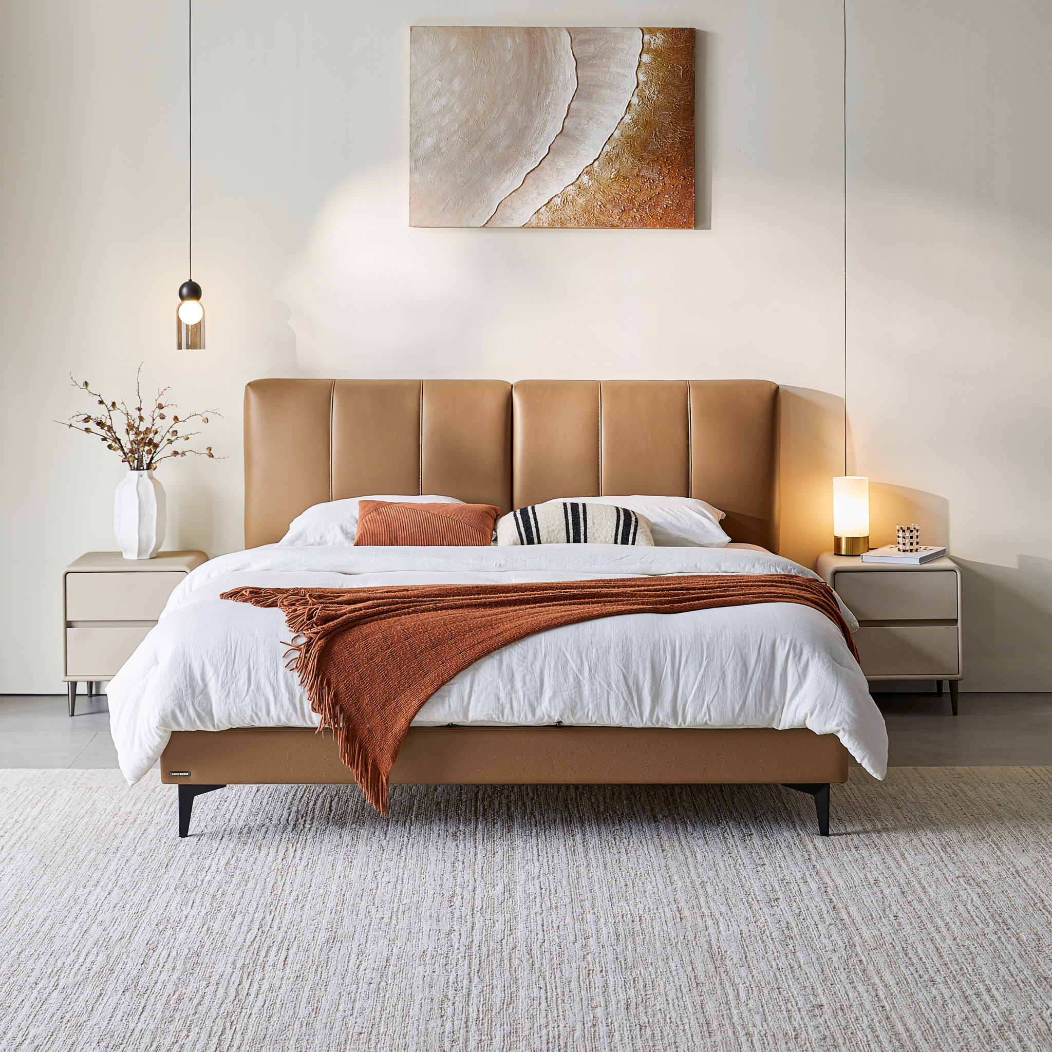 Linspire Radius Leather Global Queen Bed Frame, Brown