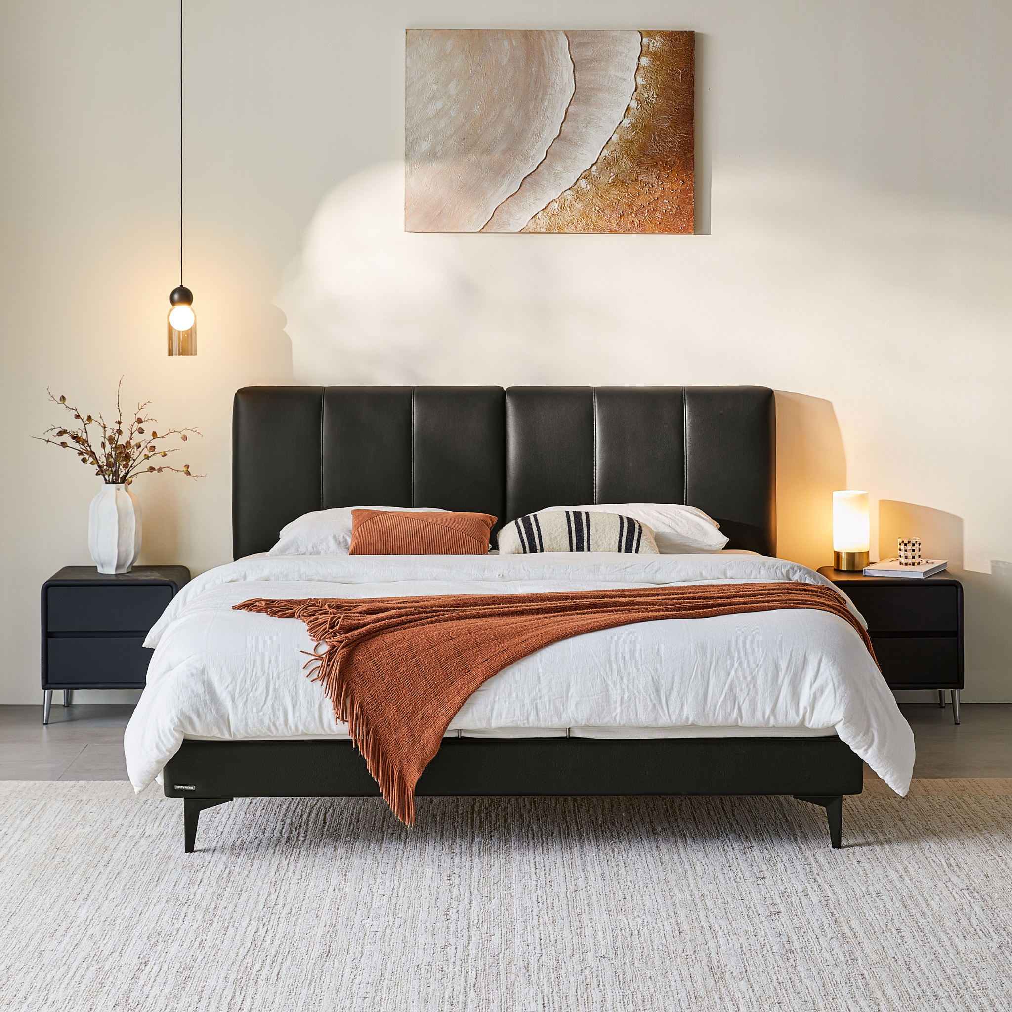 Linspire Radius Leather Global Super King Bed Frame, Black