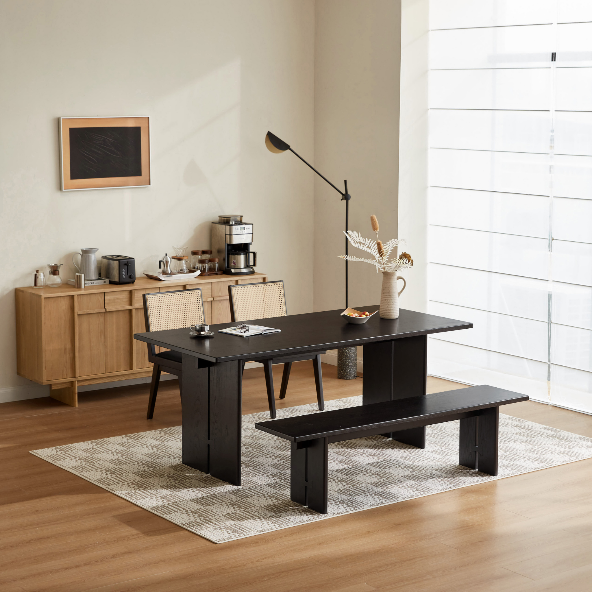 Linspire Valen Solid Wood Dining Table, Ash, Dark Wood