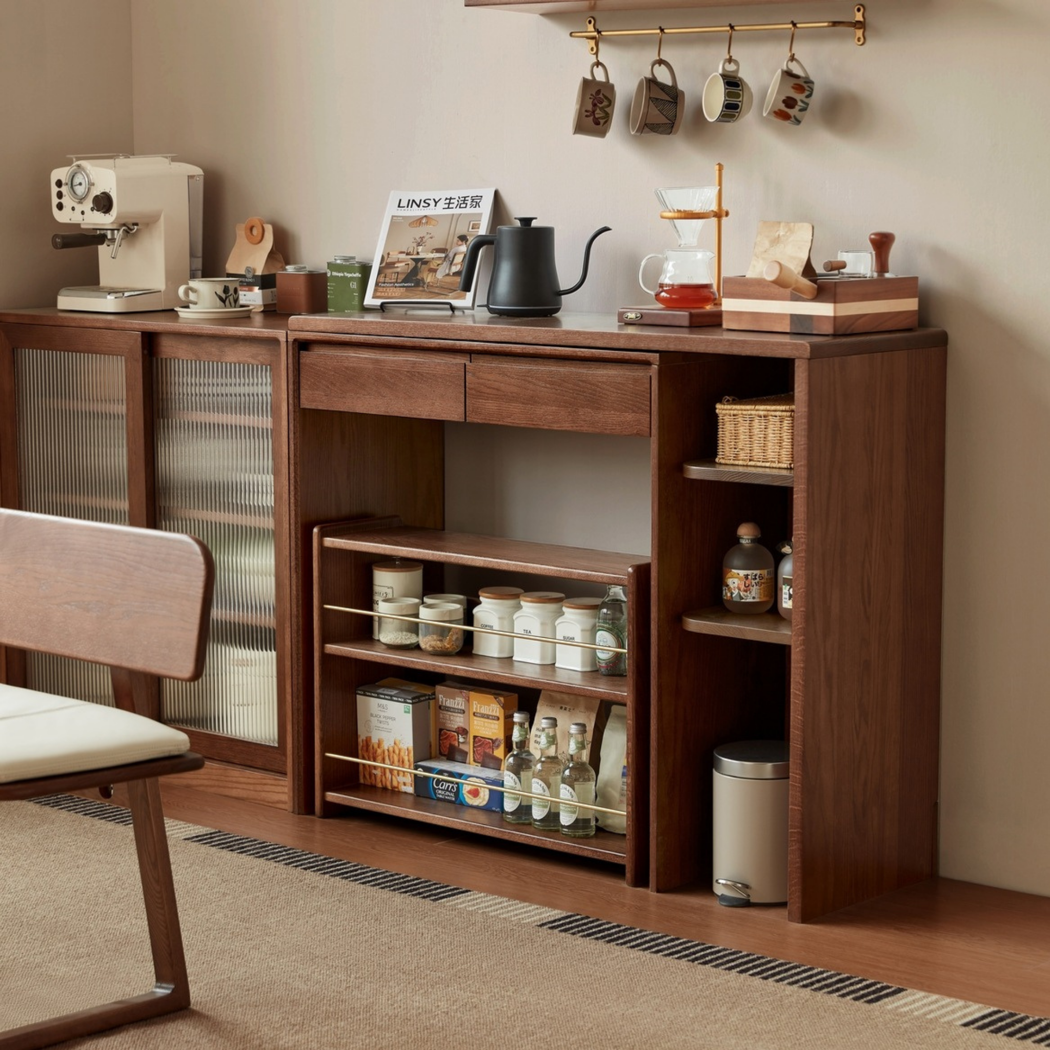 Linspire Walden Solid Wood Console Table, Walnut Oak
