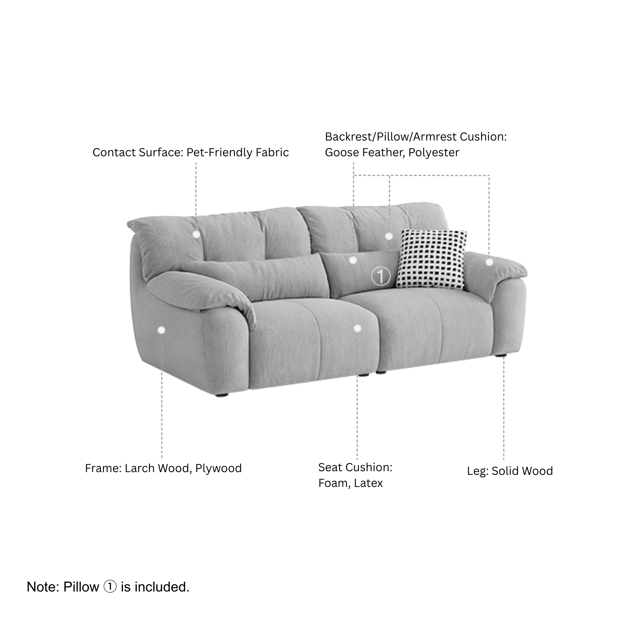 Linspire Serenity 4-Seater Sofa, Pet-Friendly Fabric, Grey