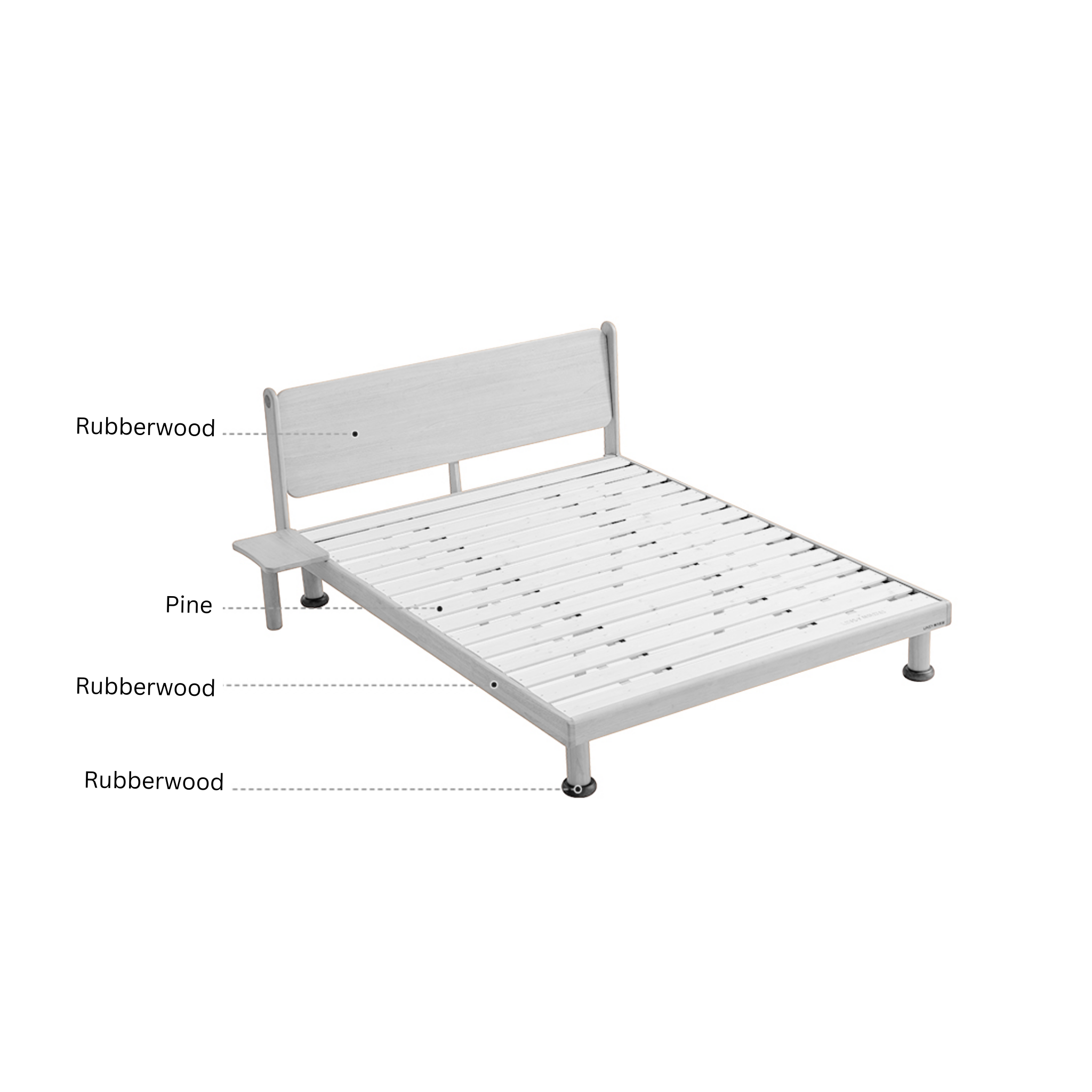 Linspire Sunny Solid Wood Kids Global Double Bed Frame with Bedside Shelf, Natural Wood