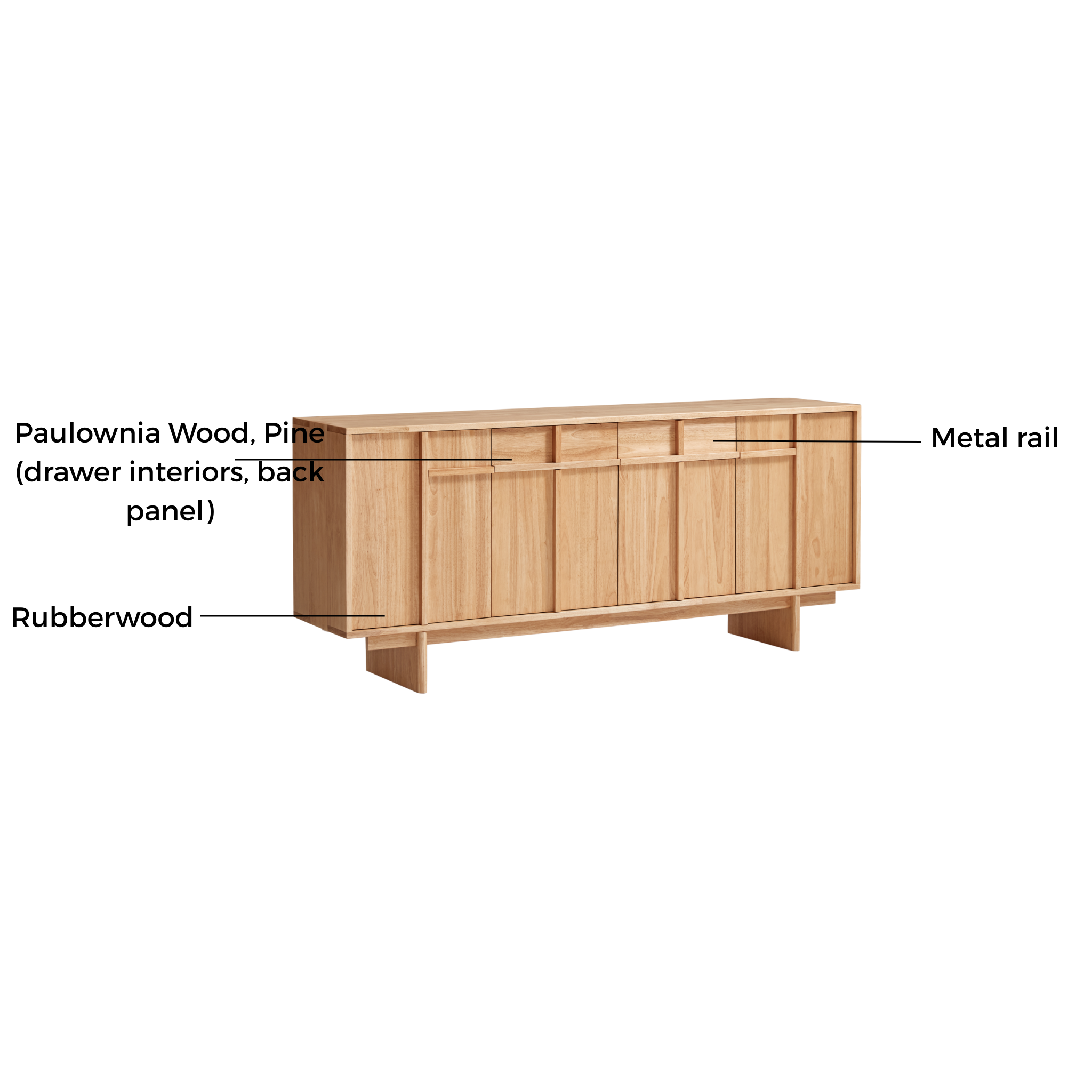 Linspire Valen Solid Wood Sideboard, W180cm