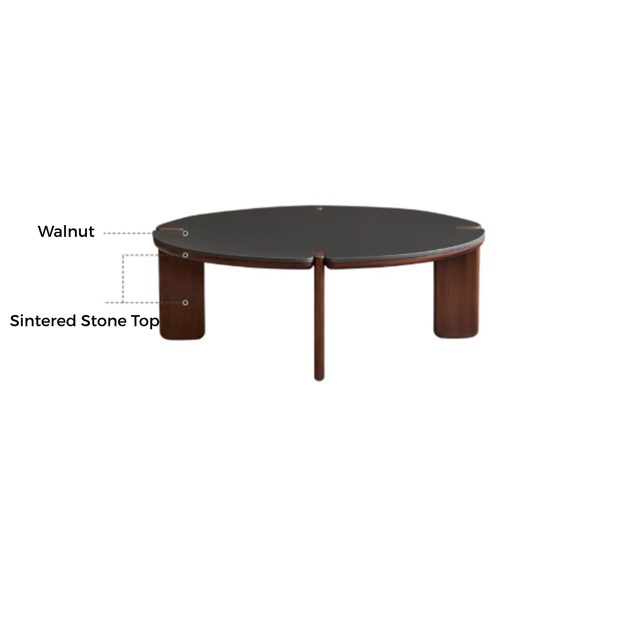Linspire Vista Solid Wood Coffee Table with Sintered Stone Top, American Black Walnut
