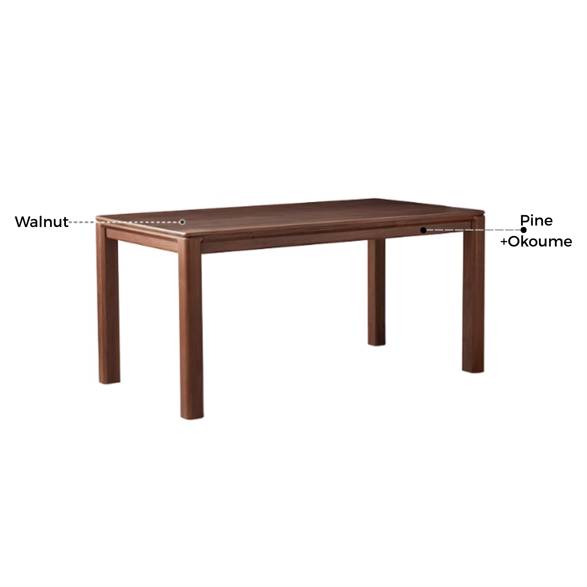 Linspire Vista Solid Wood Dining Table with Straight Legs, American Black Walnut, W180cm
