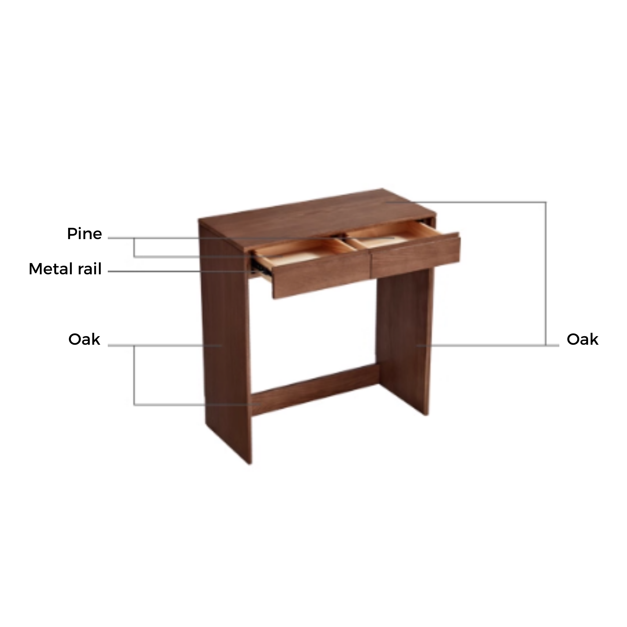Linspire Walden Solid Wood Console Table, Walnut Oak
