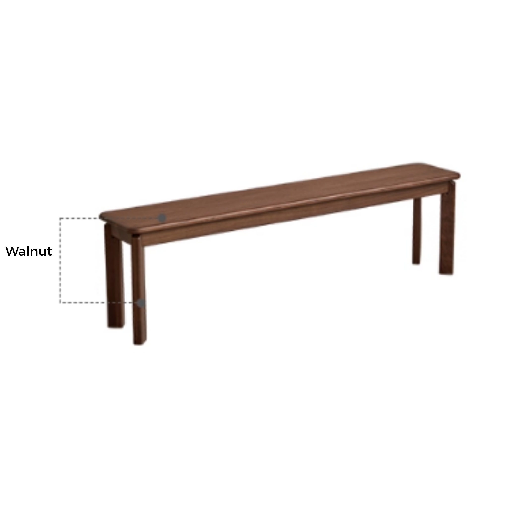 Linspire Willow Solid Wood Dining Bench, American Black Walnut, W130cm