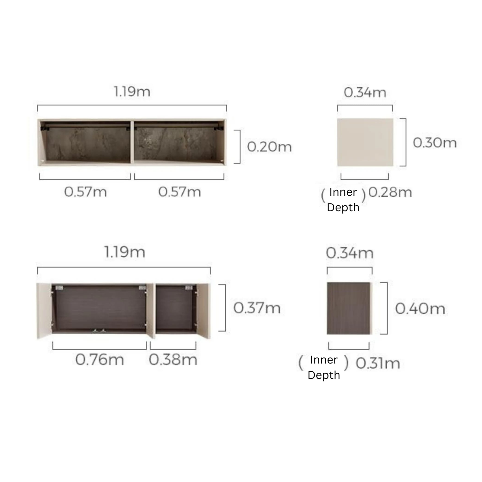 Linspire Vanko Top Cabinet Set with 2 Flip Doors, W120cm