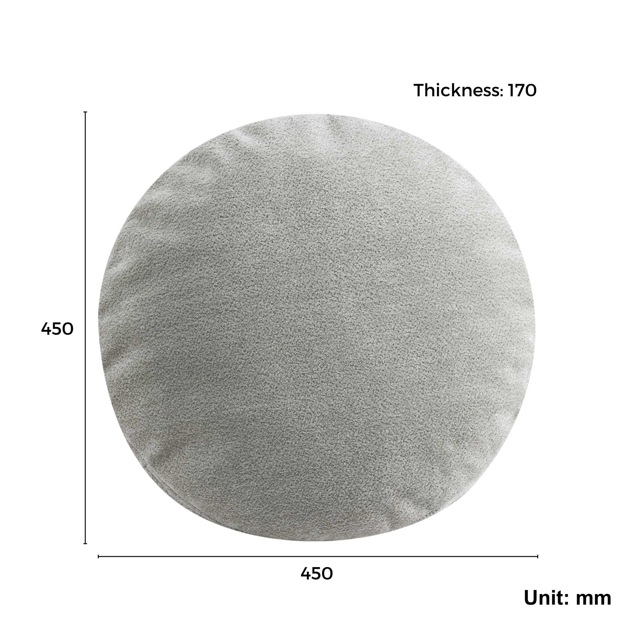 MODE Haven Round Cushion, Grey