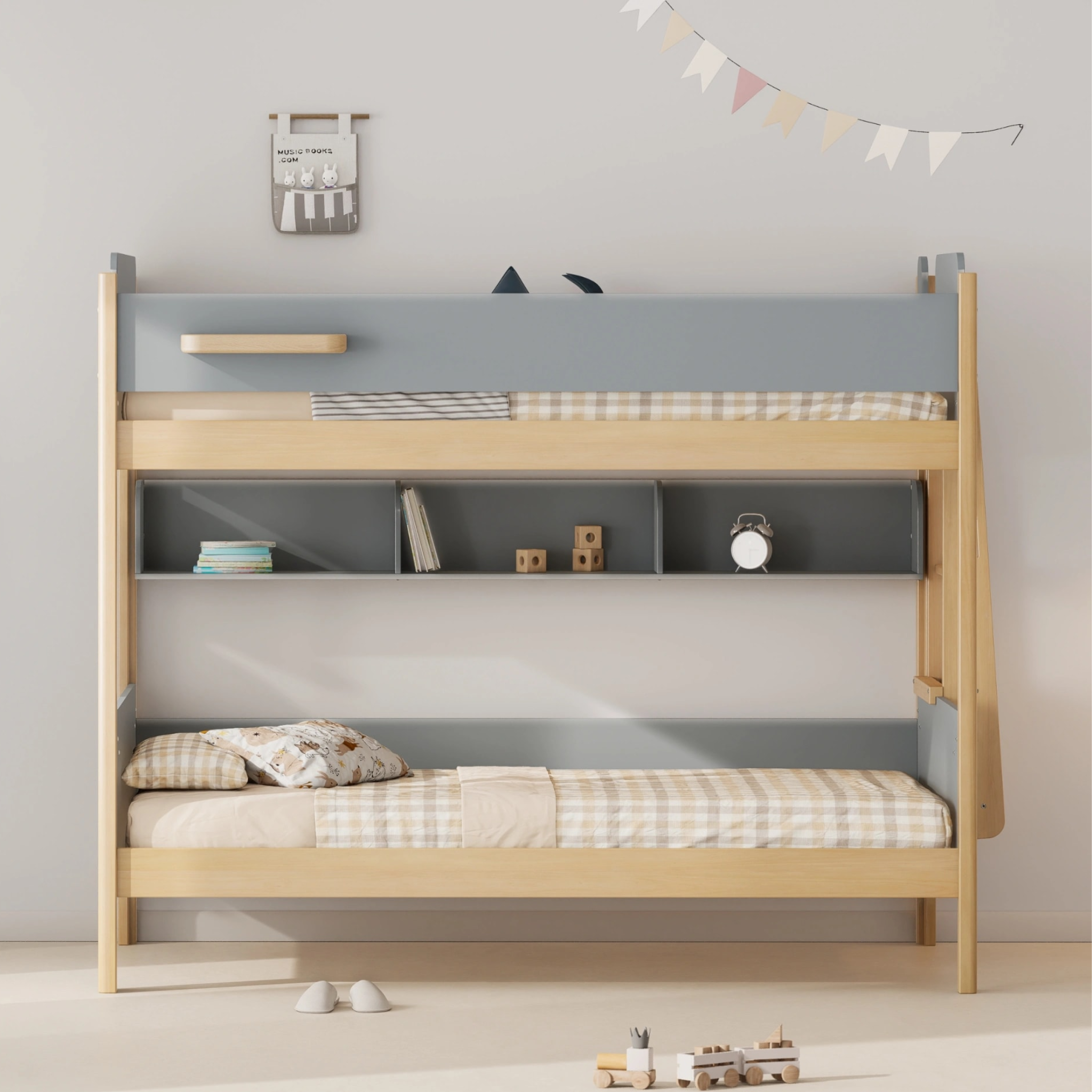 Boori Natty Kids Bookshelf for King Single Bunk/Loft, Blueberry