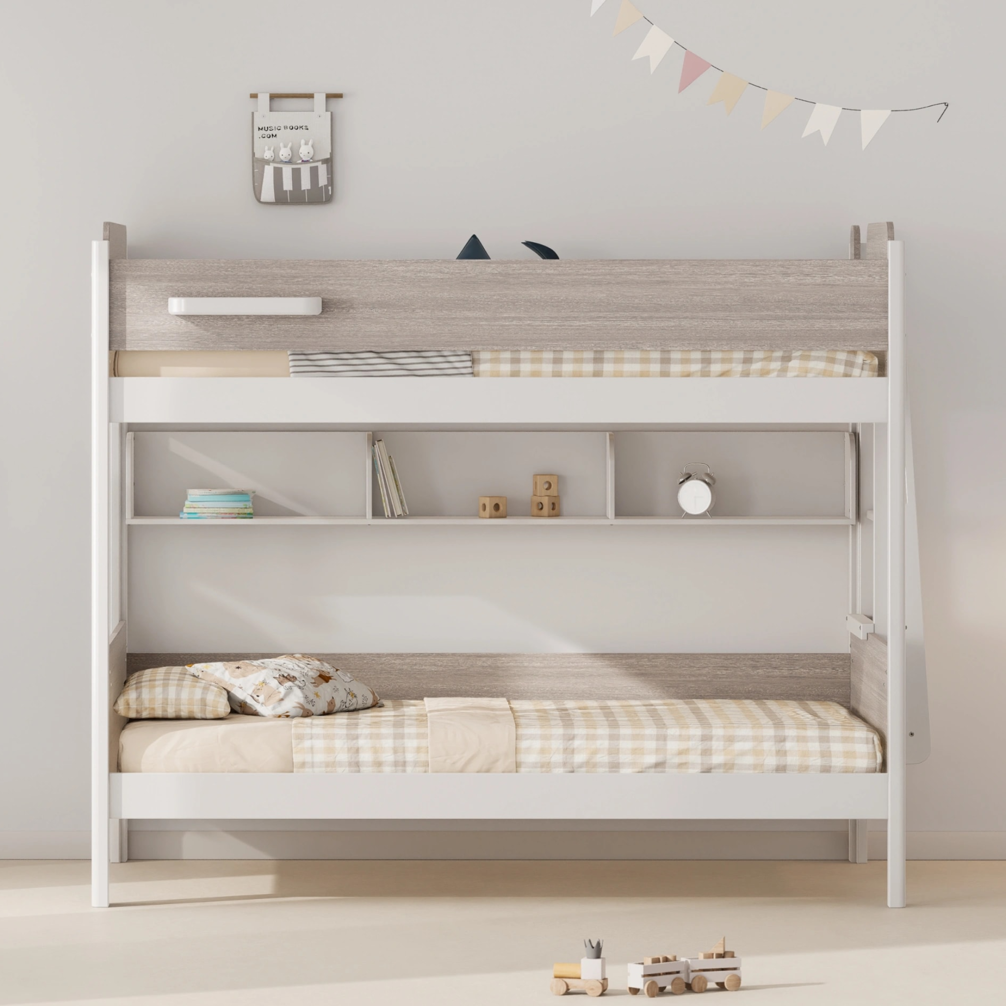 Boori Natty Kids Bookshelf for King Single Bunk/Loft, Barley White