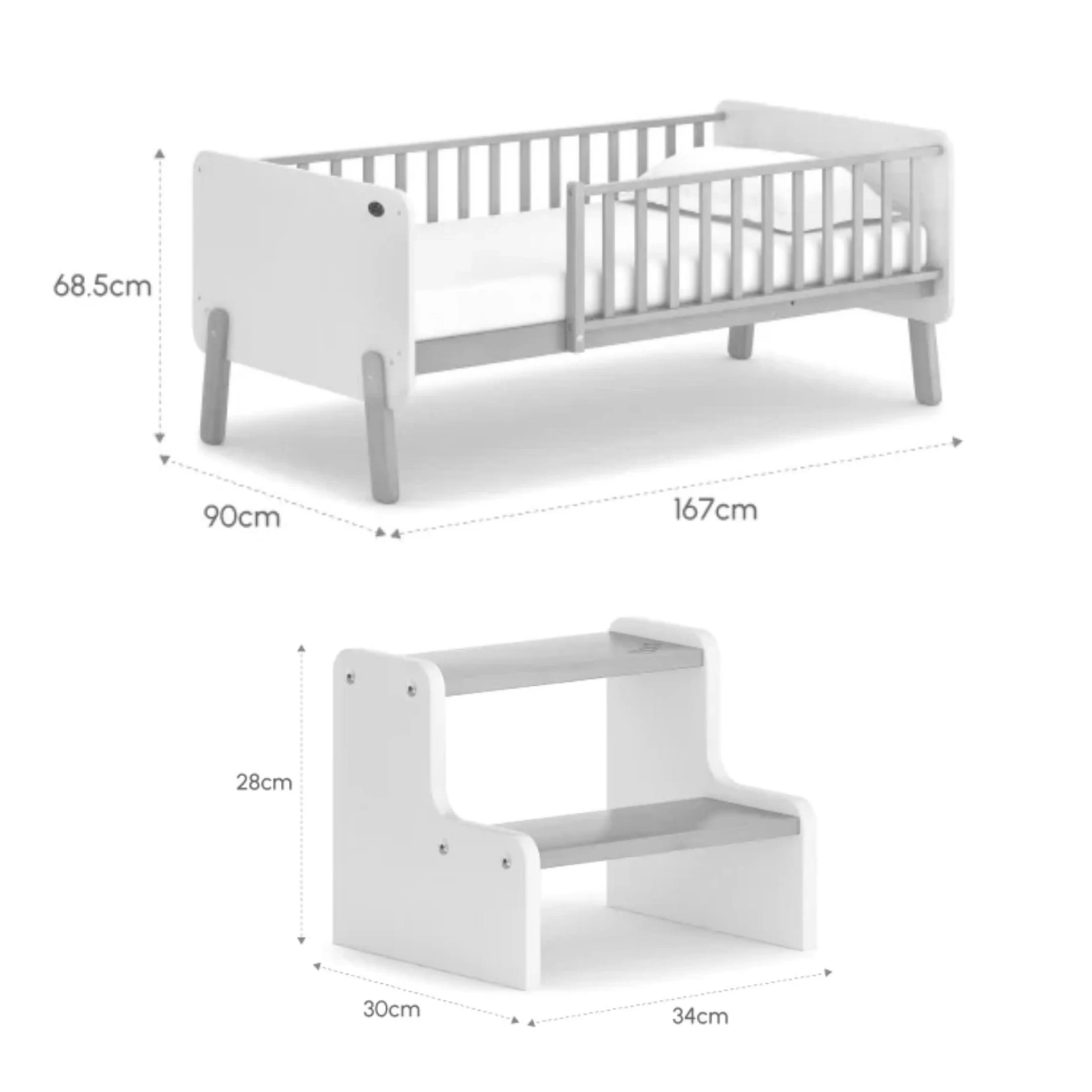 Boori Natty Kids Bedside Bed with Step Stool, Blueberry