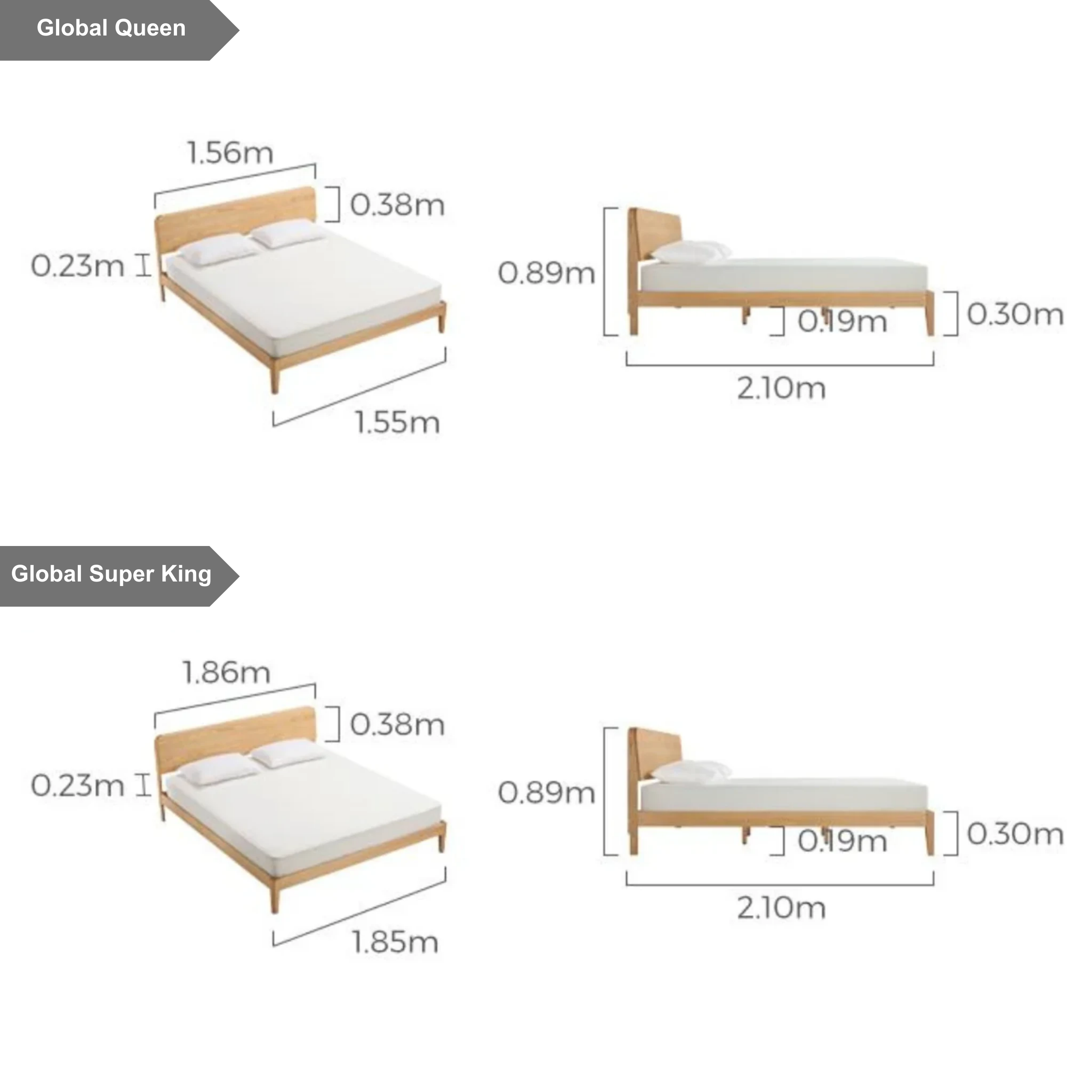 Linspire Ceri Global Queen Bed Frame, Natural Wood