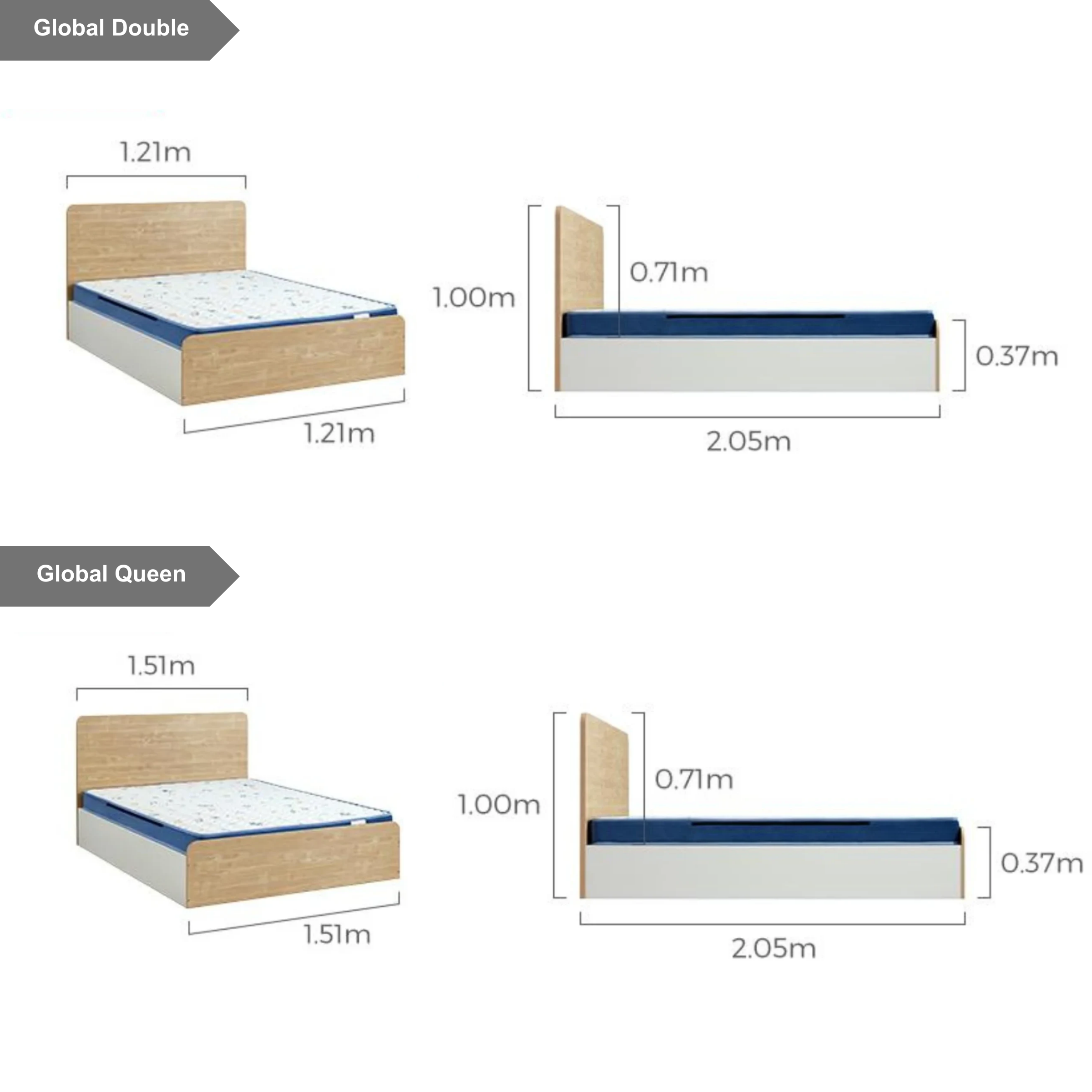 Linspire Juniper Global Double Bed Frame with Underbed Storage