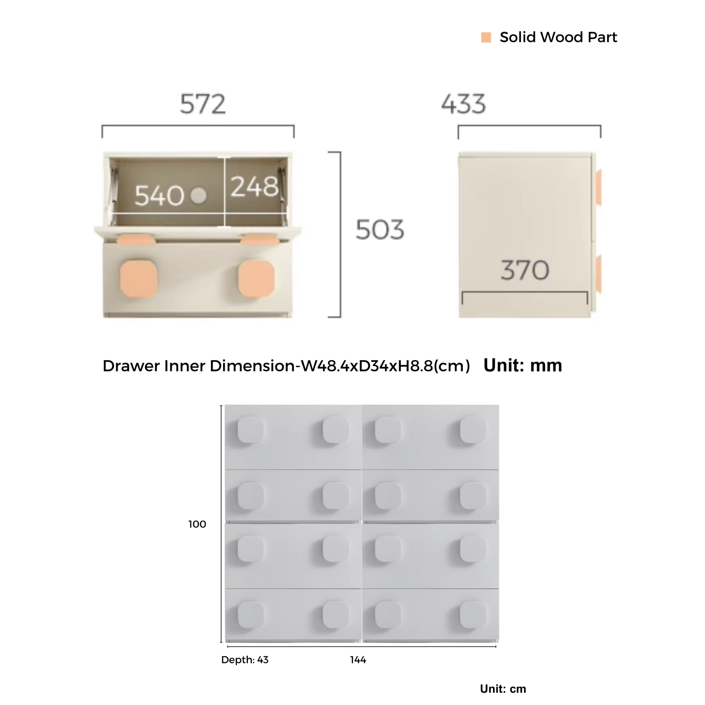 Linspire Mosaic Set of 4 Modular Storage Cabinets, Off-White