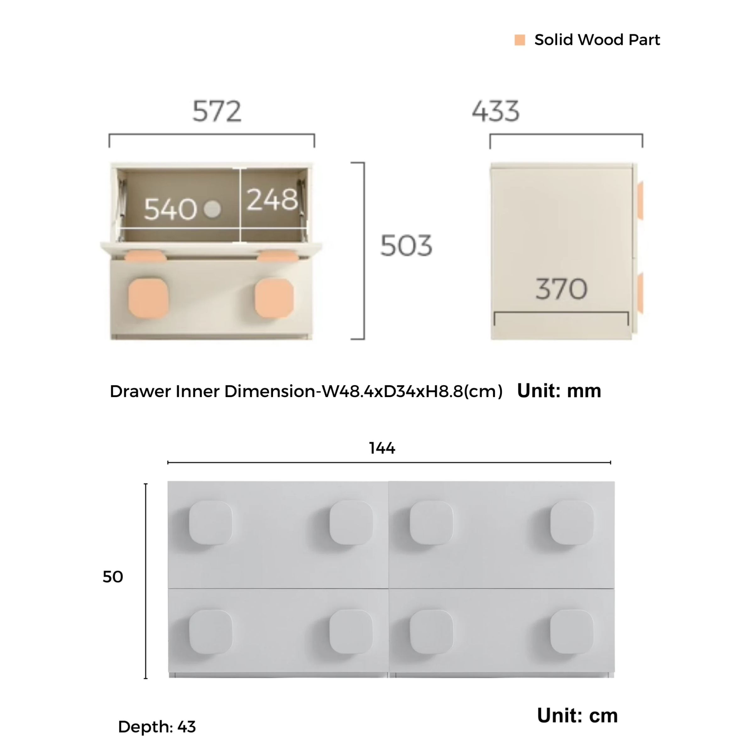 Linspire Mosaic Set of 2 Modular Storage Cabinets, Natural Wood