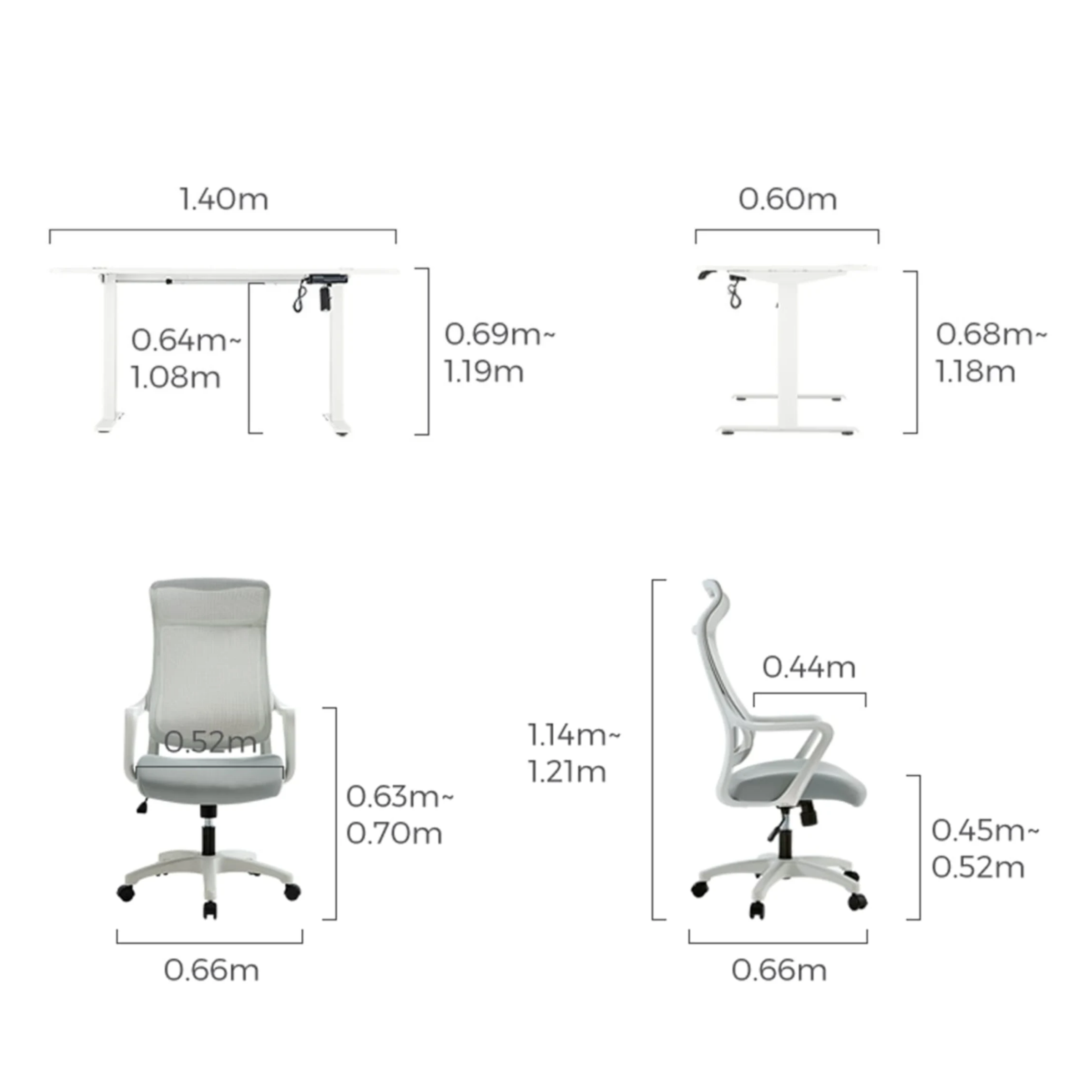 Linspire Ascend 2PCS Standing Desk Set, 120cm, White