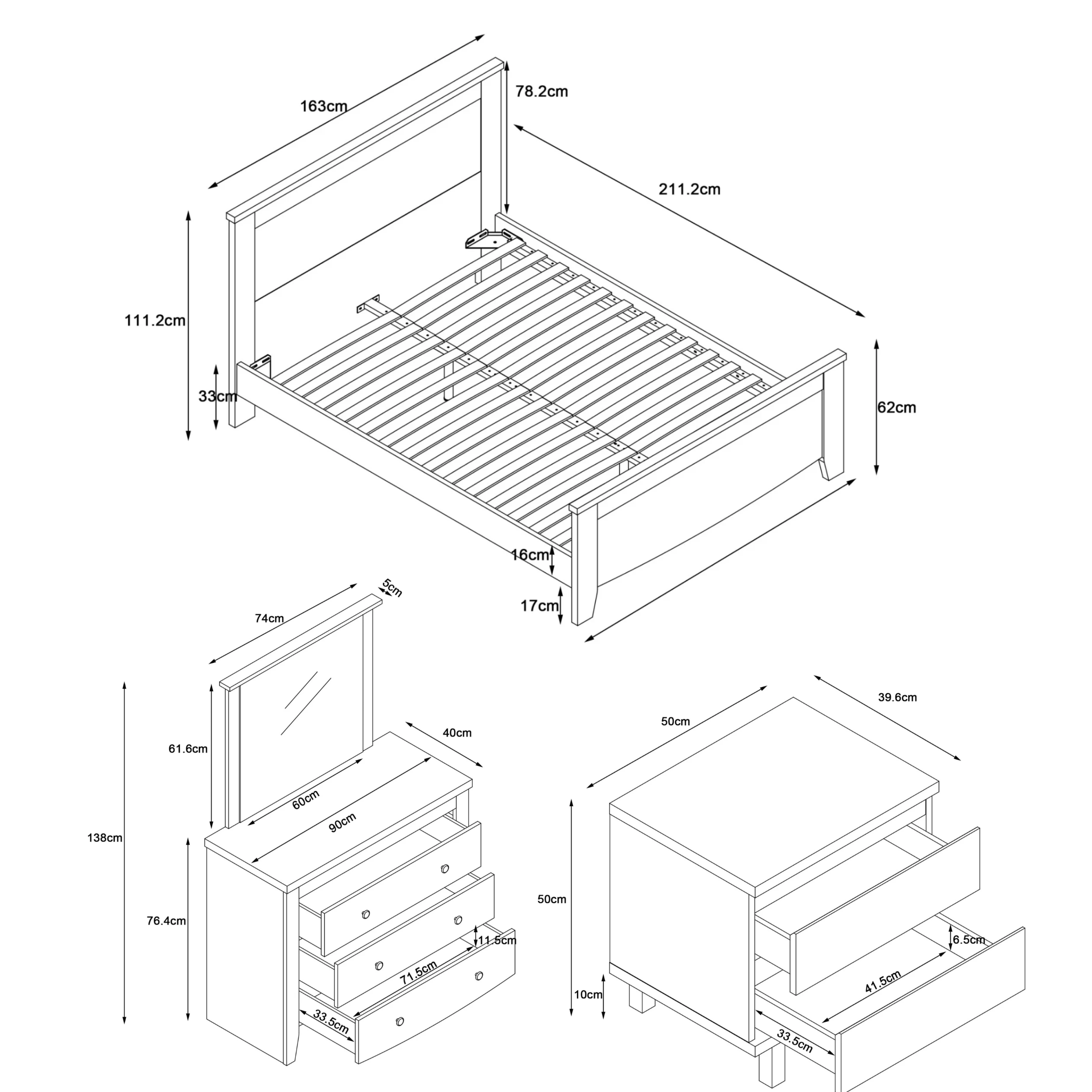 Loft Hampton 4PCS Bedroom Set B, NZ Queen