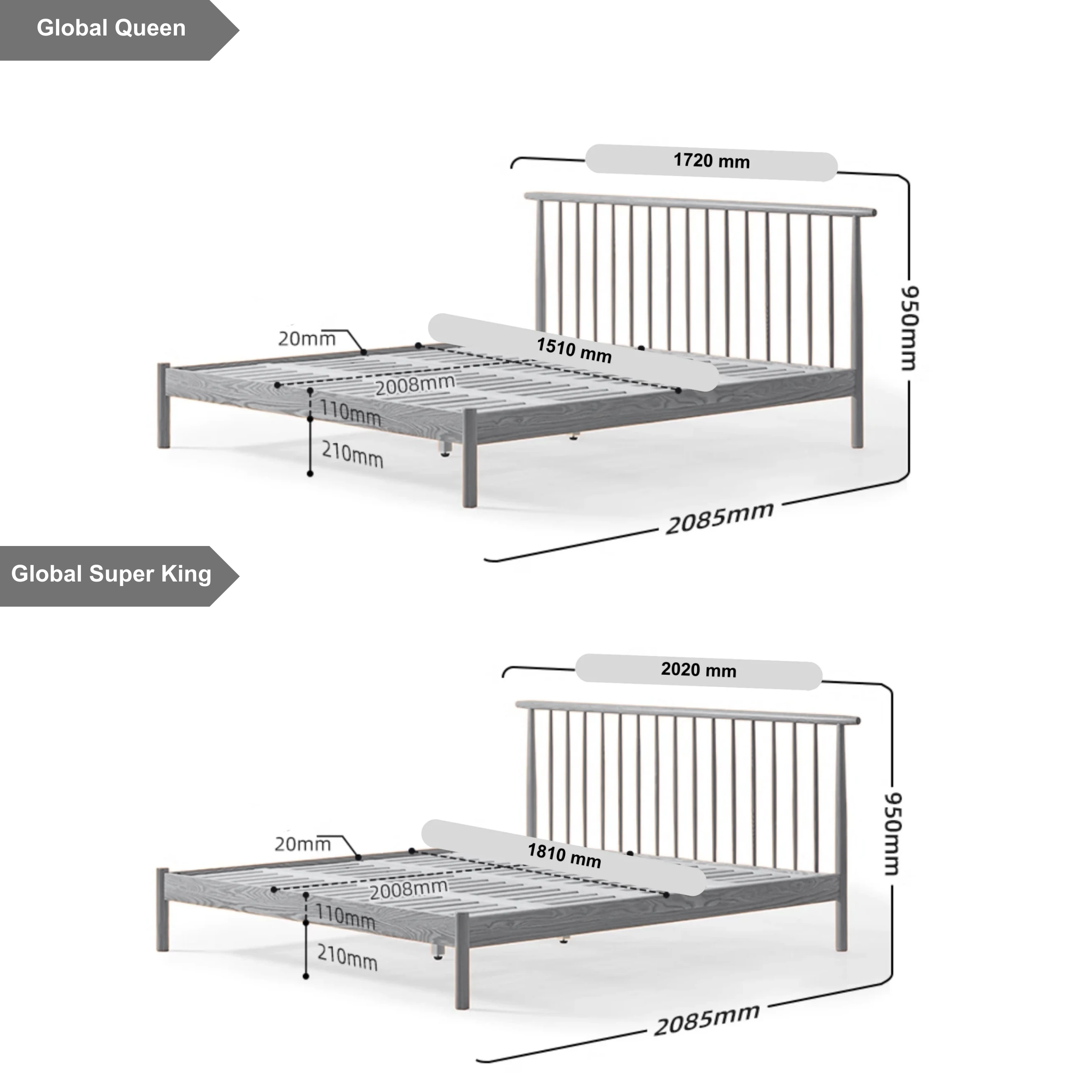 Solidwood Santa Rosa Global Queen Bed Frame, Natural Wood