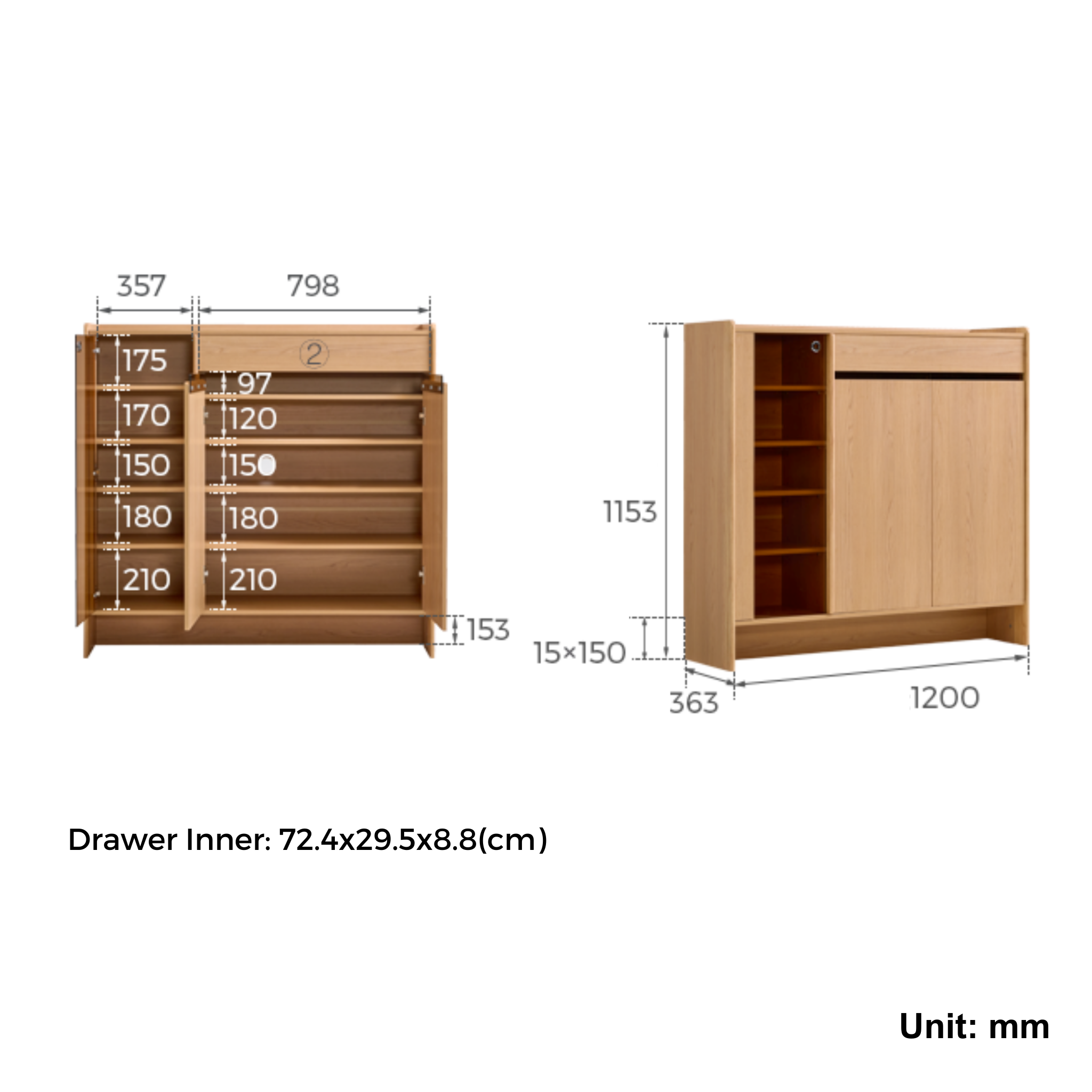 Linspire Aalto Shoe Cabinet with Glass Door, W120cm