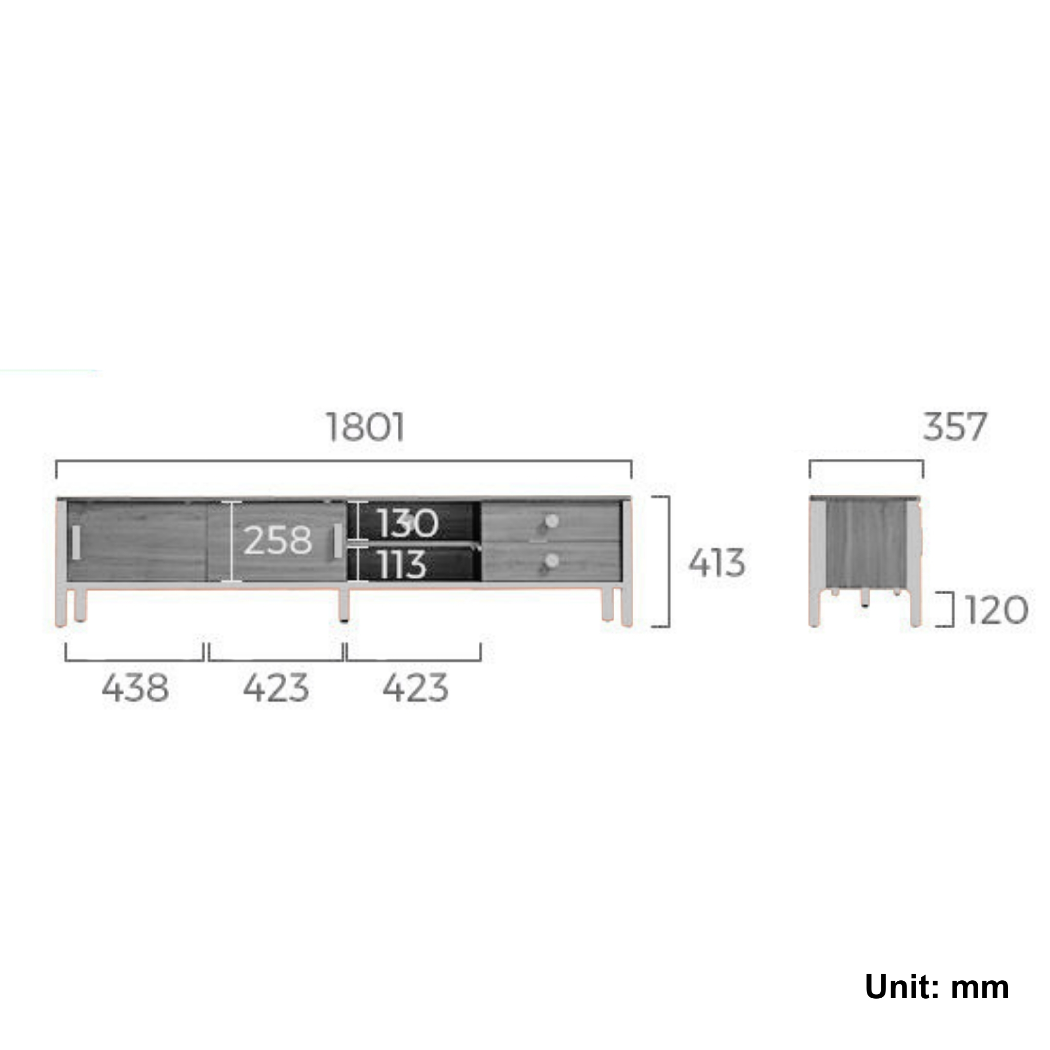 Linspire Ursula Entertainment Unit, W180cm, Dark Wood