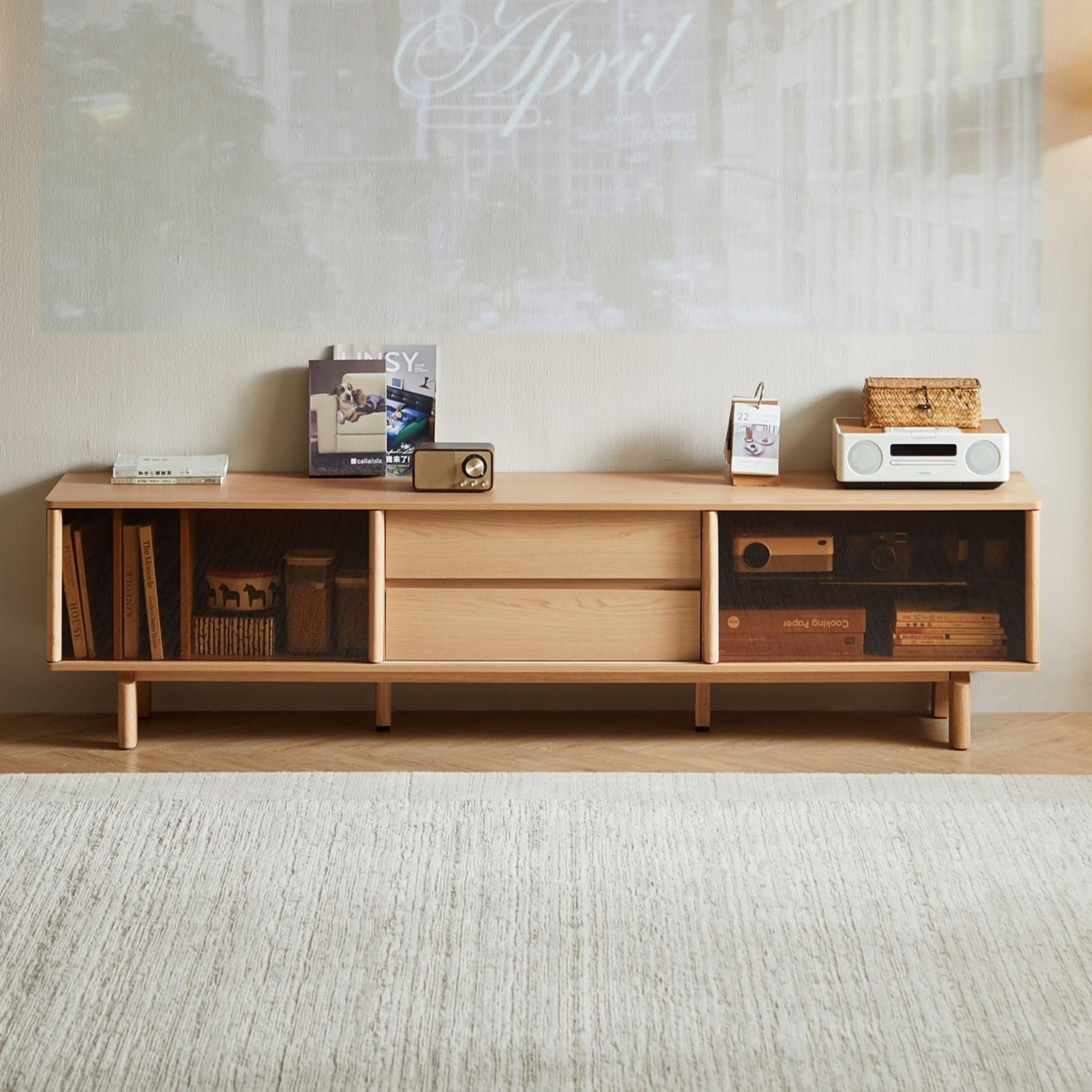 Linspire Aalto Entertainment Unit with Sliding Glass Door, W200cm